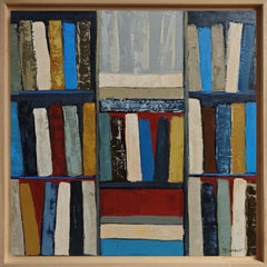 Filosofia, Biblioteca astratta, pittura a olio strutturata, artista francese