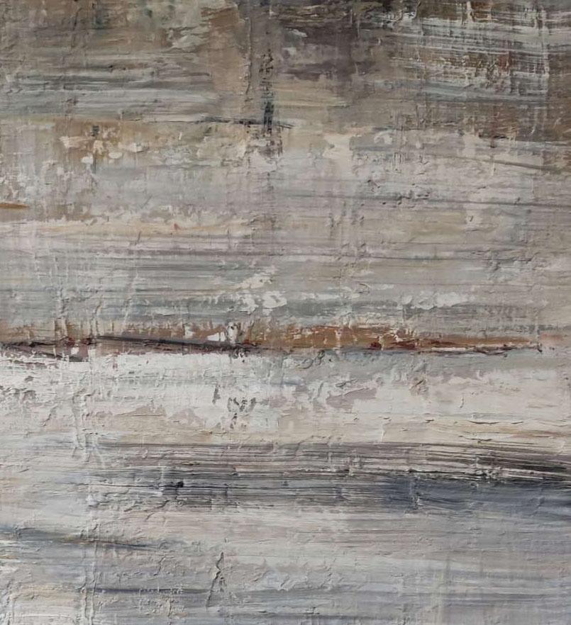 beach at low tide, oil on canvas, gray abstract, marine, contempory art, impasto For Sale 2