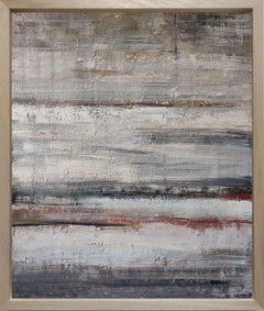 beach at low tide, oil on canvas, gray abstract, marine, contempory art, impasto