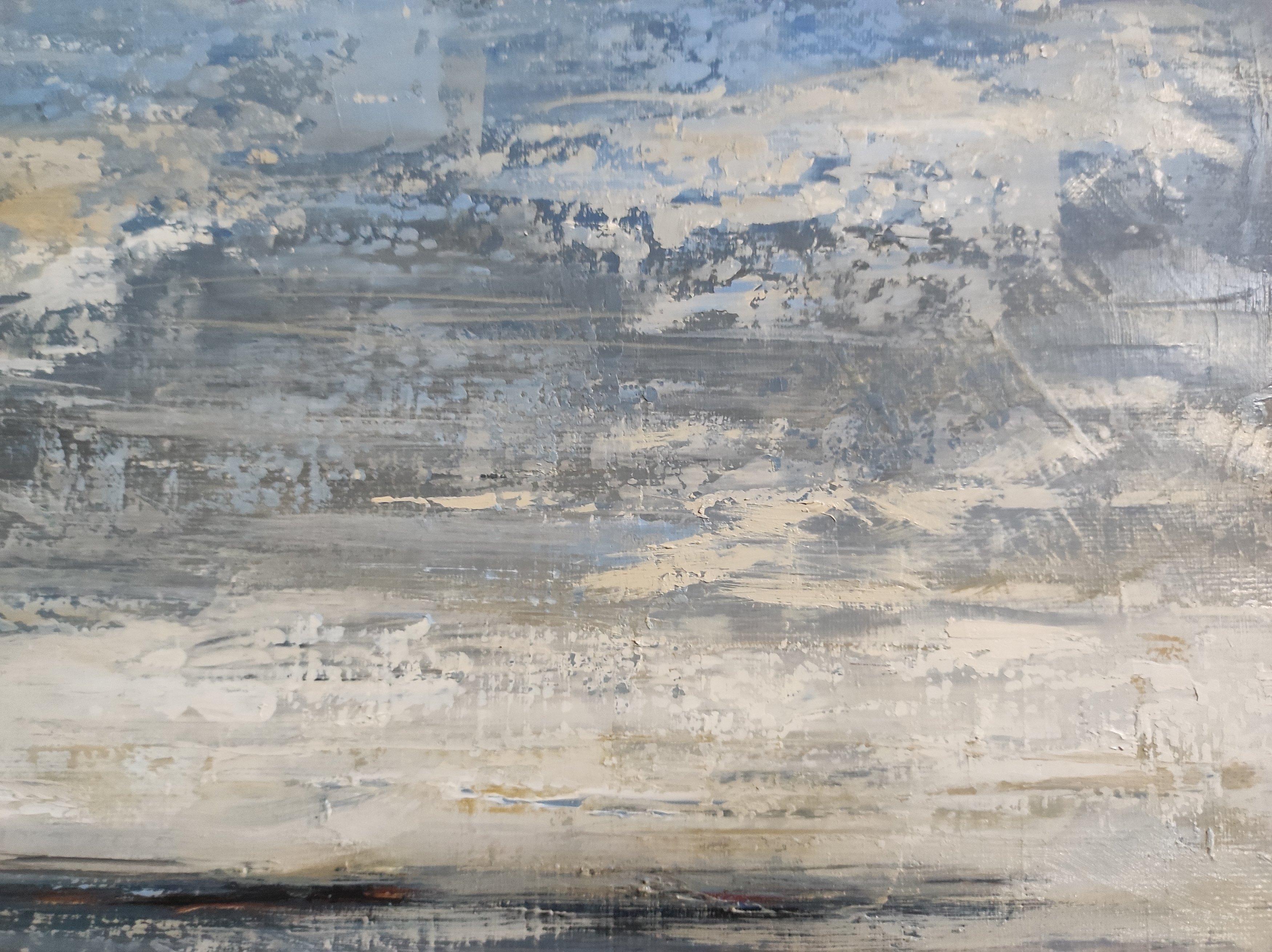 Plage à Trouville, paysage marin, huile sur toile, serie des bords de mer ; bleu 1