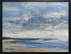 Plage à Trouville, paysage marin, huile sur toile, serie des bords de mer ; bleu