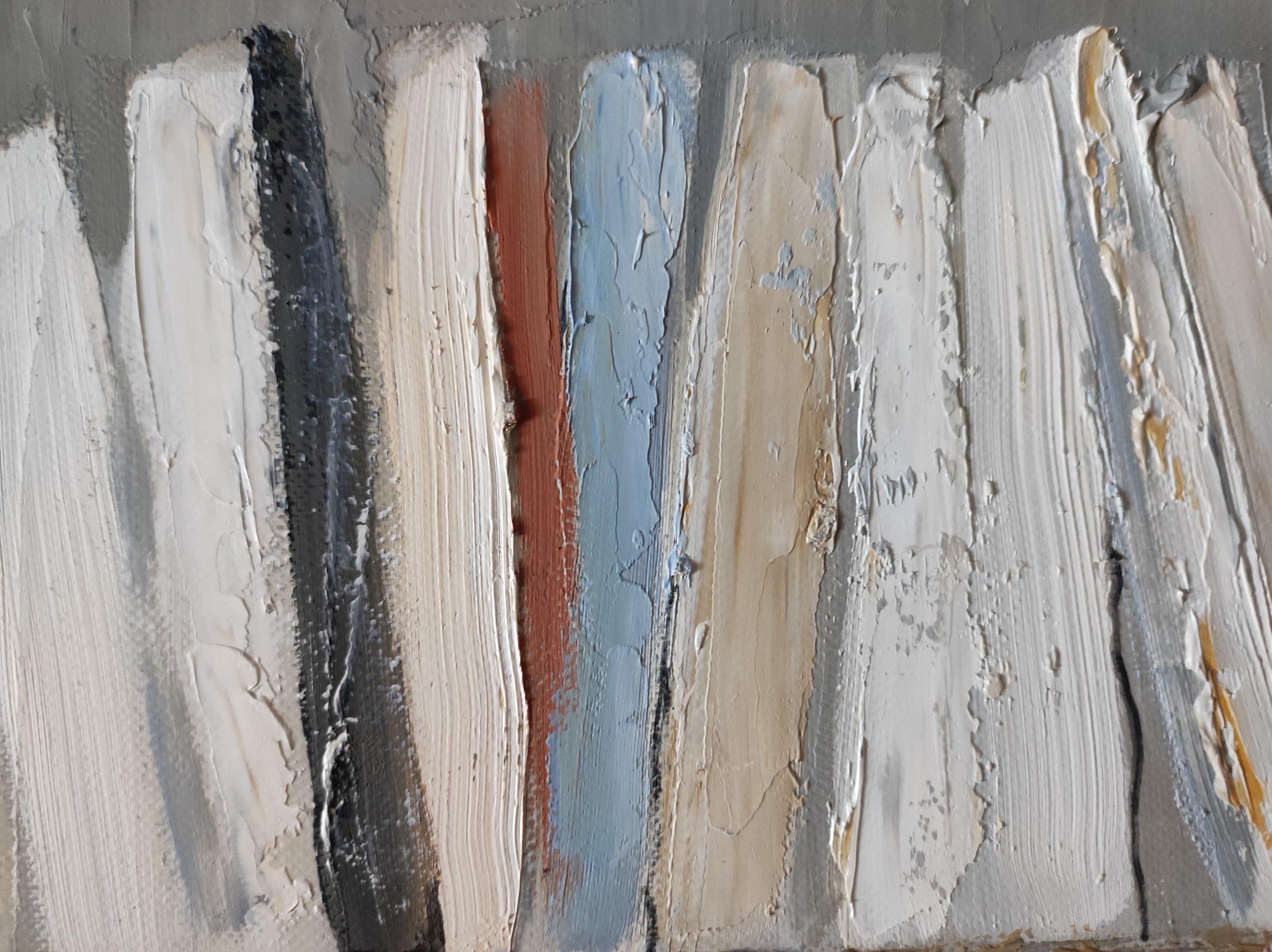 pocket books, blue abstract library, minimalism, oil on canvas, contempory art For Sale 3