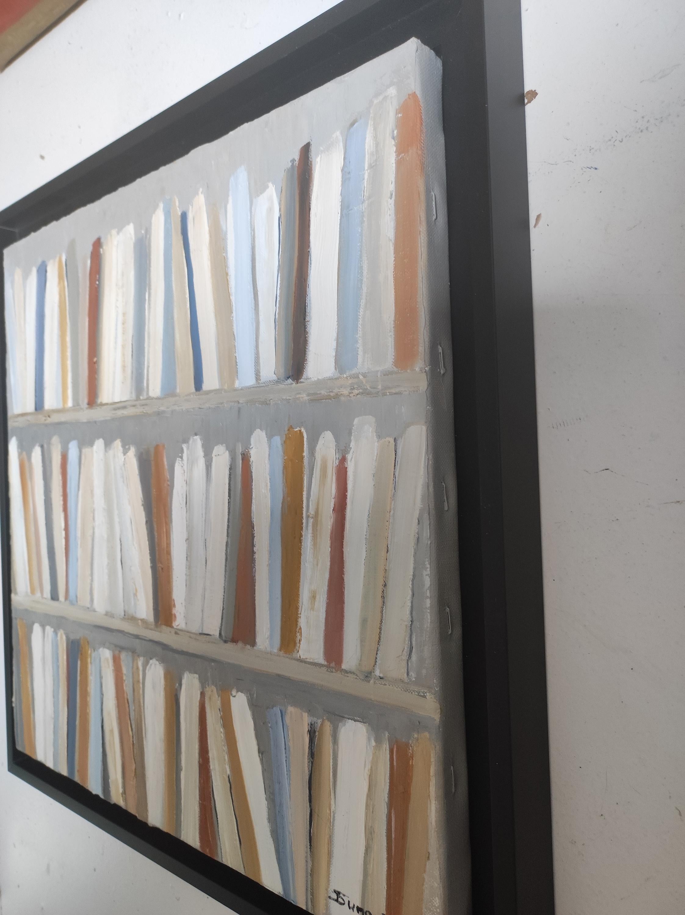 pocket books, blue abstract library, minimalism, oil on canvas, contempory art For Sale 5