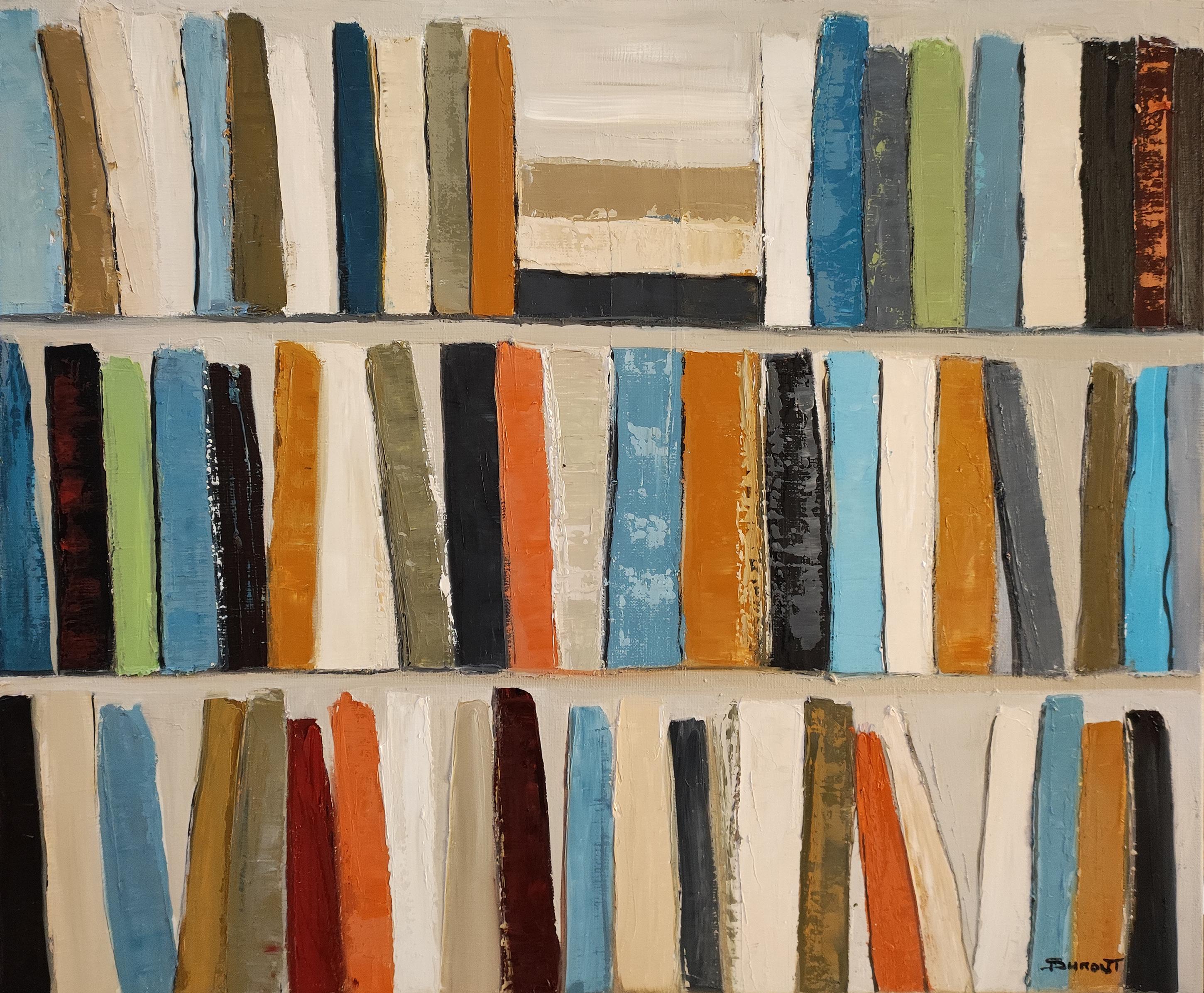 Poetic library, Oil on canvas, Abstract, library, Geometric, Expressionism For Sale 7
