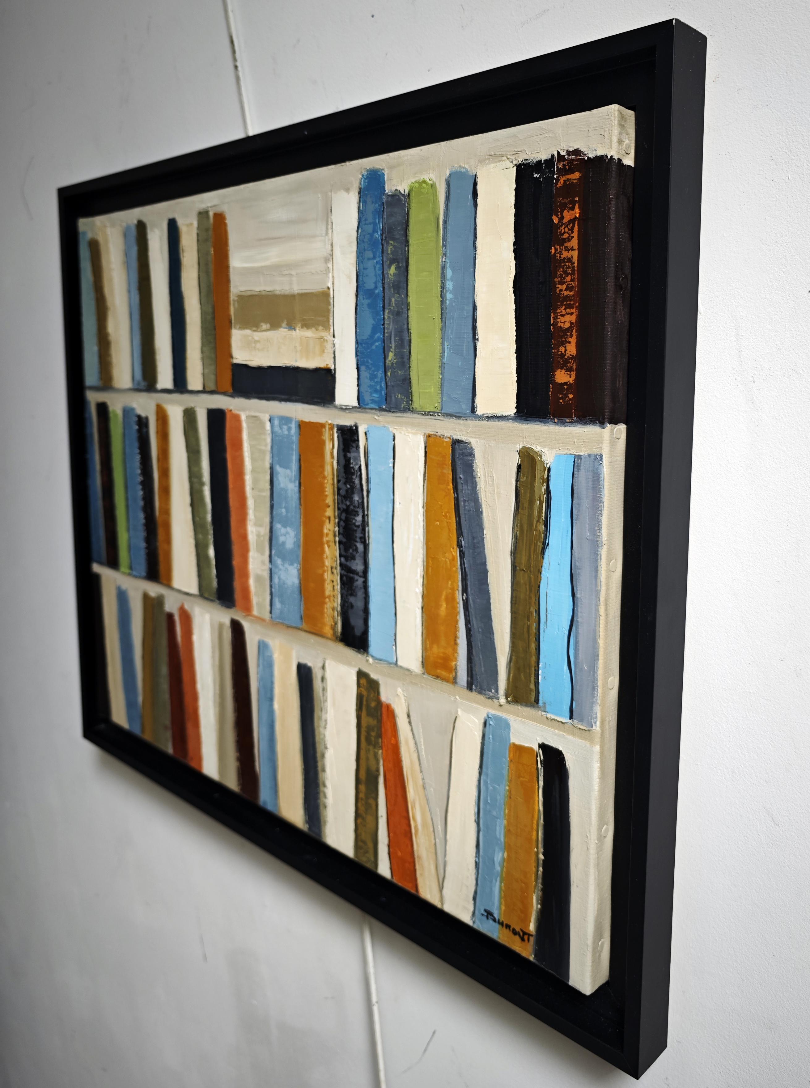 Poetische Bibliothek, Öl auf Leinwand, Abstrakt, Bibliothek, Geometrisch, Expressionismus – Painting von SOPHIE DUMONT