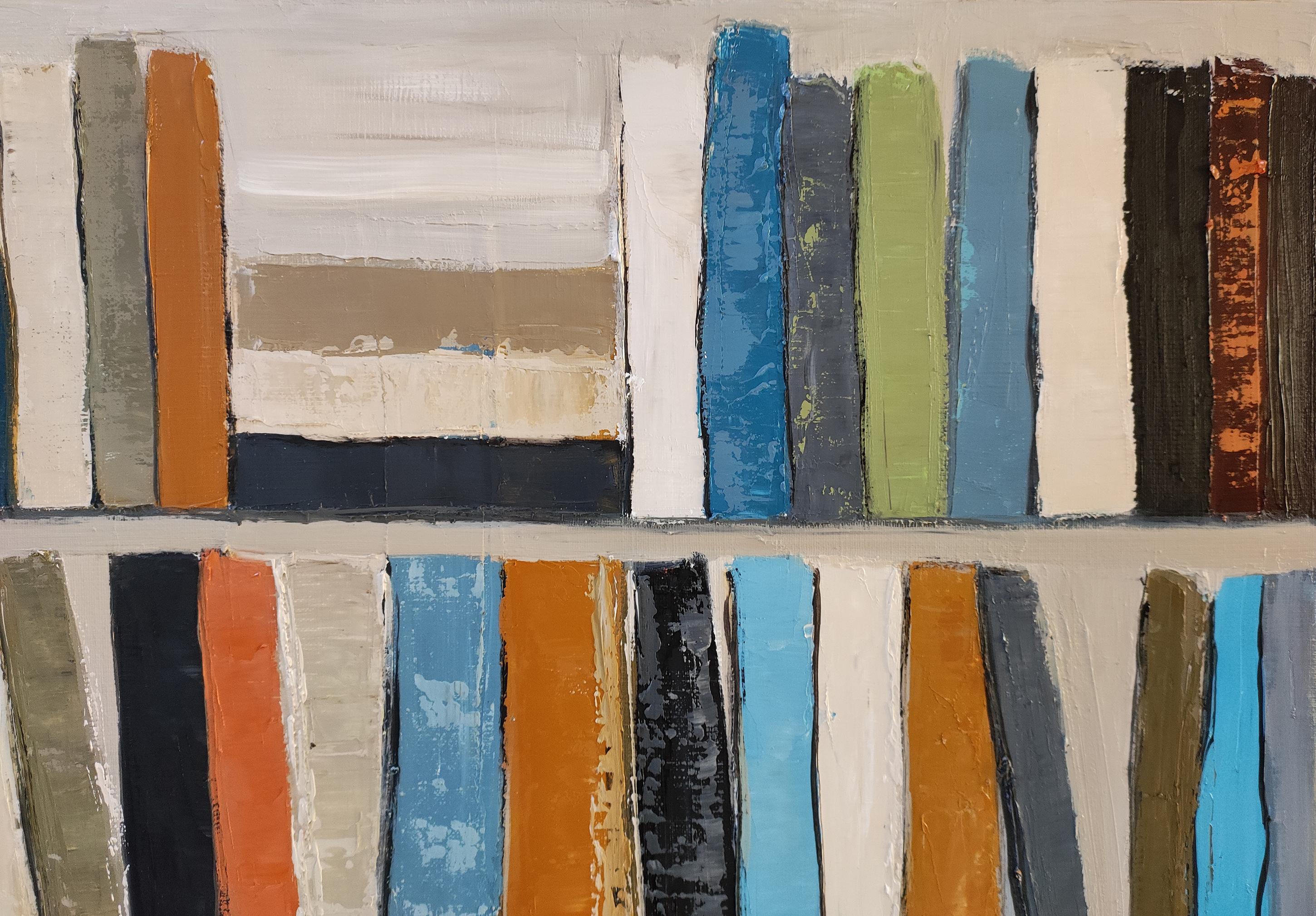 Poetic library, Oil on canvas, Abstract, library, Geometric, Expressionism For Sale 4
