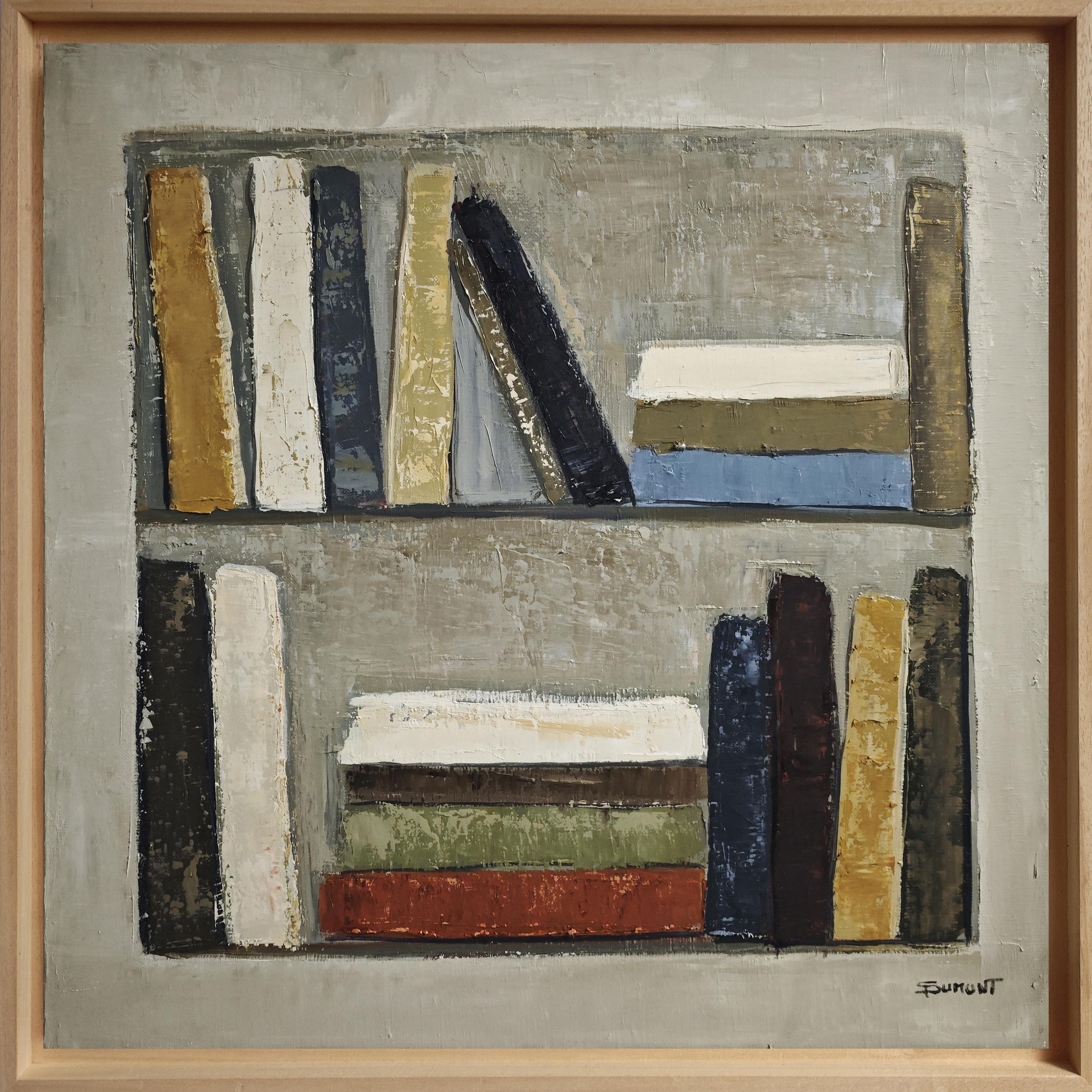 Point d'équilibre, Bibliothèque abstraite, peinture à l'huile, Expressionnisme, Art contemporain