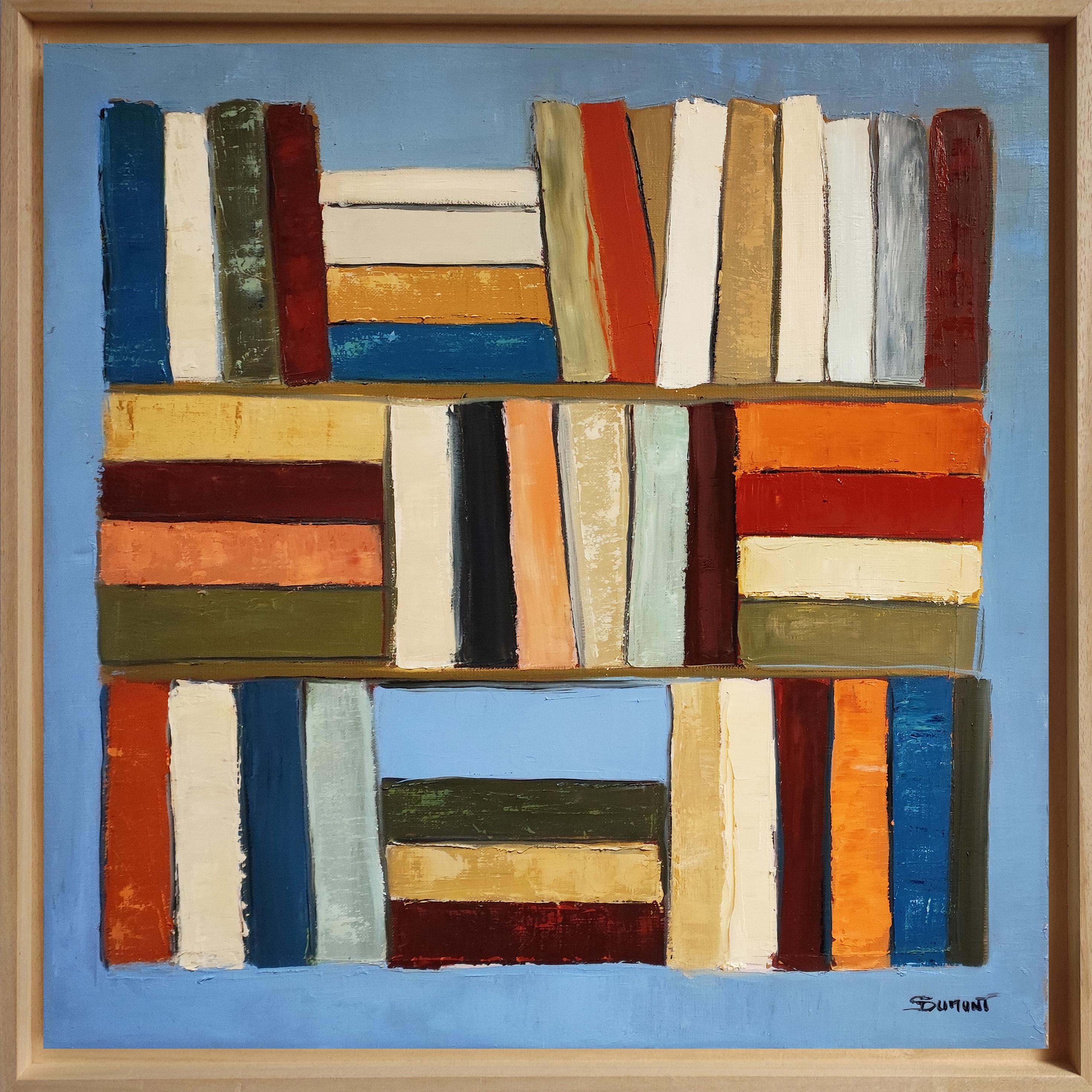 Polyphonie Chromatique- Abstract library, textured painting, Oil on canvas - Painting by SOPHIE DUMONT