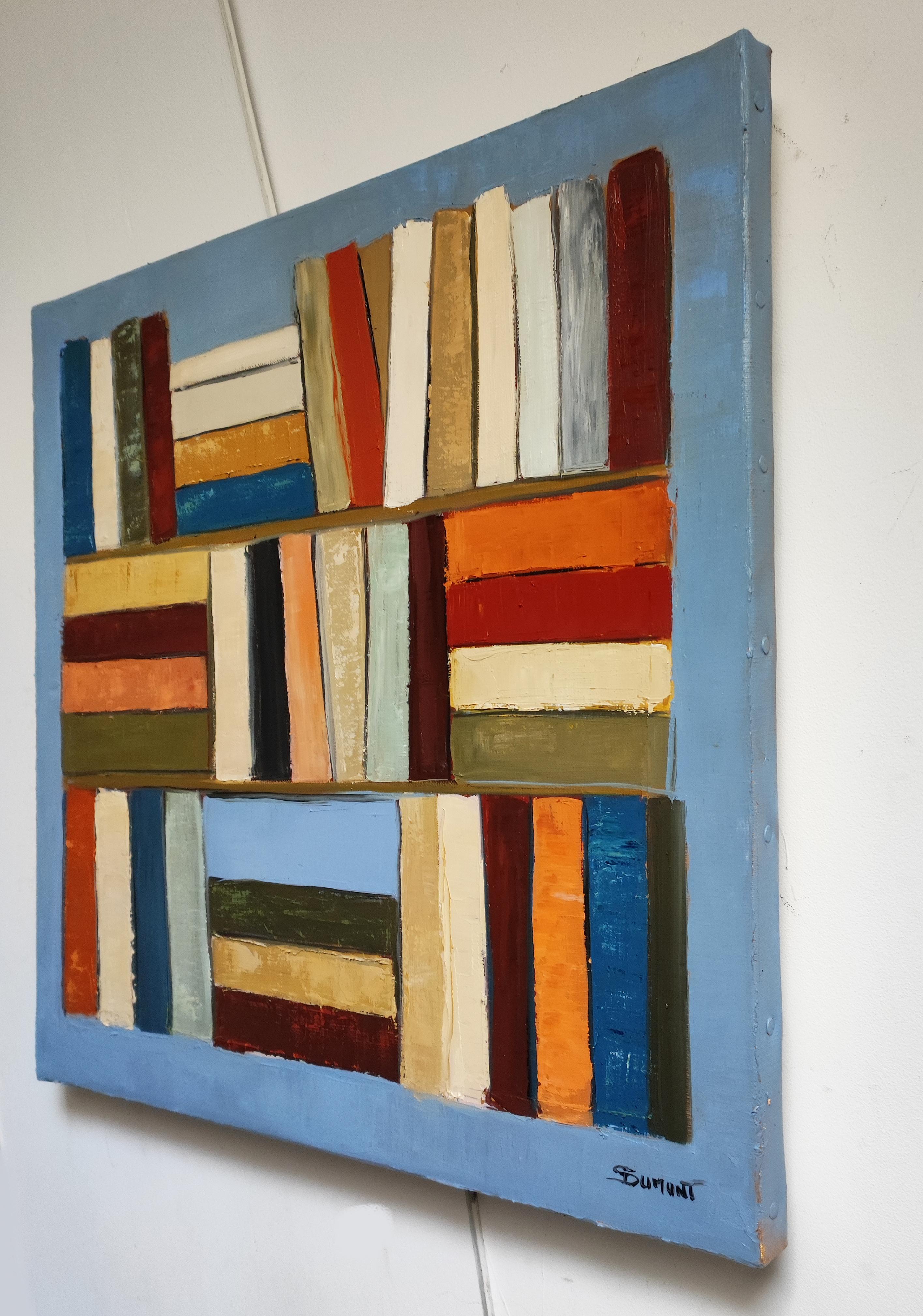 Polyphonie Chromatique- Abstract library, textured painting, Oil on canvas - Contemporary Painting by SOPHIE DUMONT