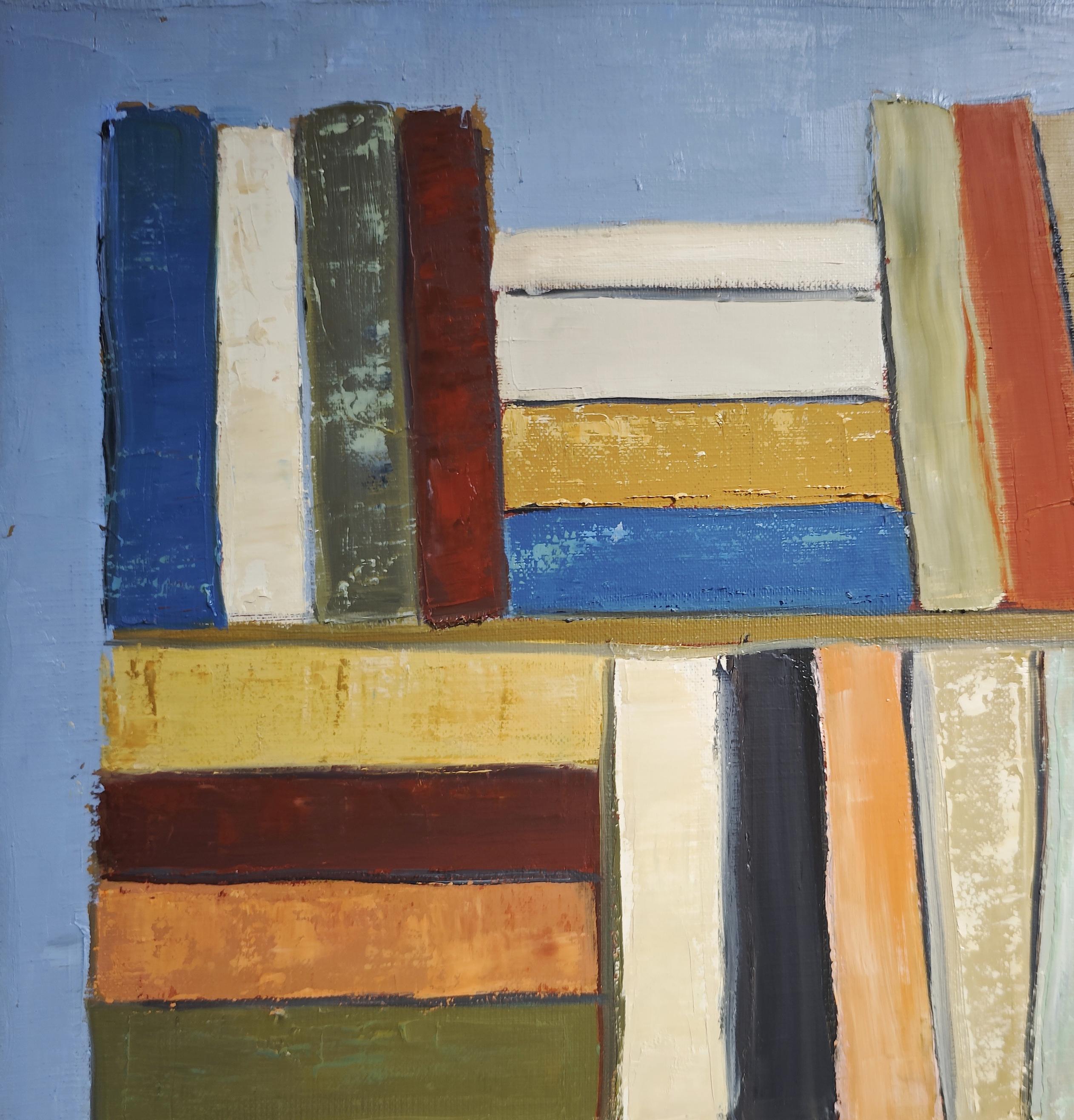 Polyphonie Chromatique- Abstract library, textured painting, Oil on canvas - Black Interior Painting by SOPHIE DUMONT