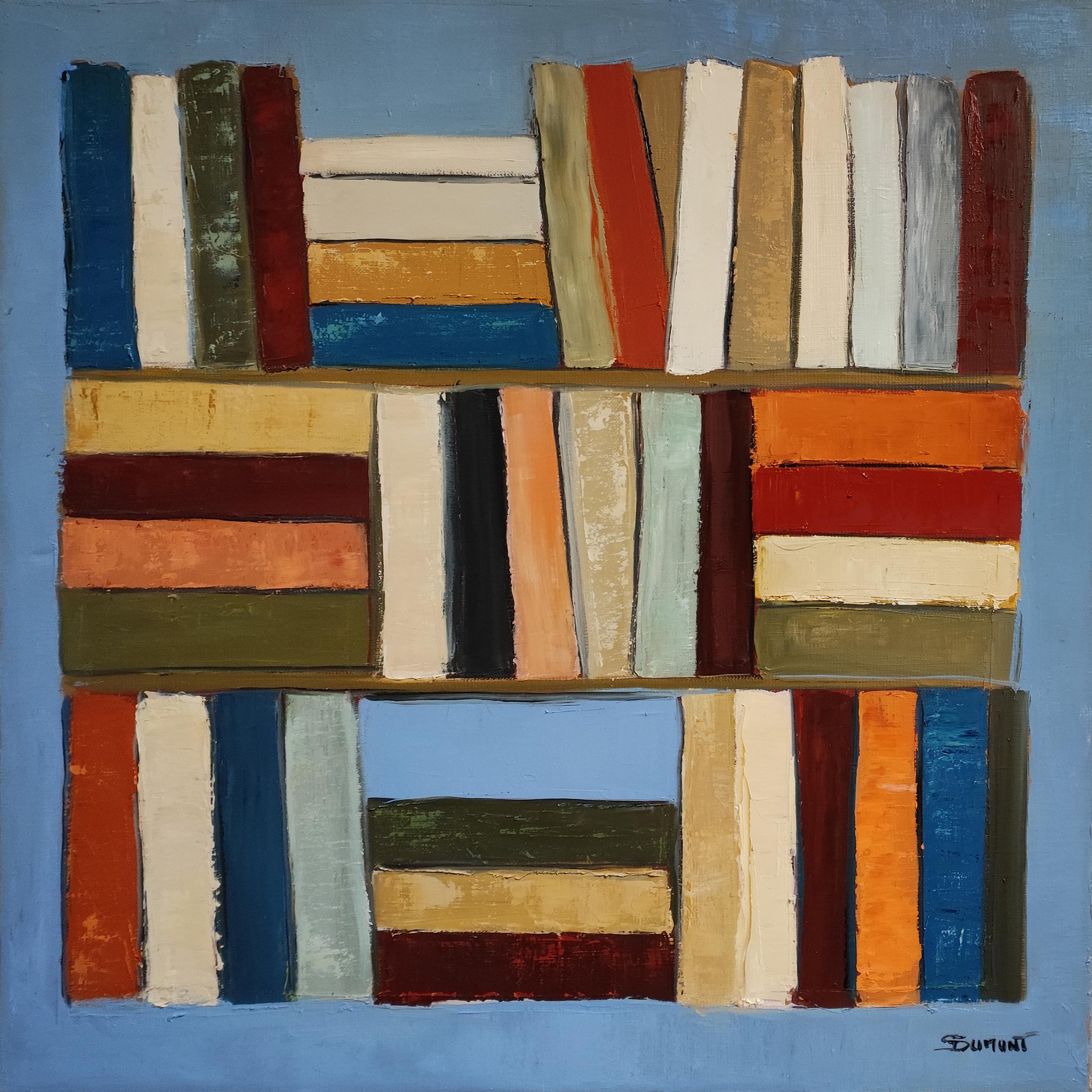 Polyphonie Chromatique- Abstract library, textured painting, Oil on canvas For Sale 3