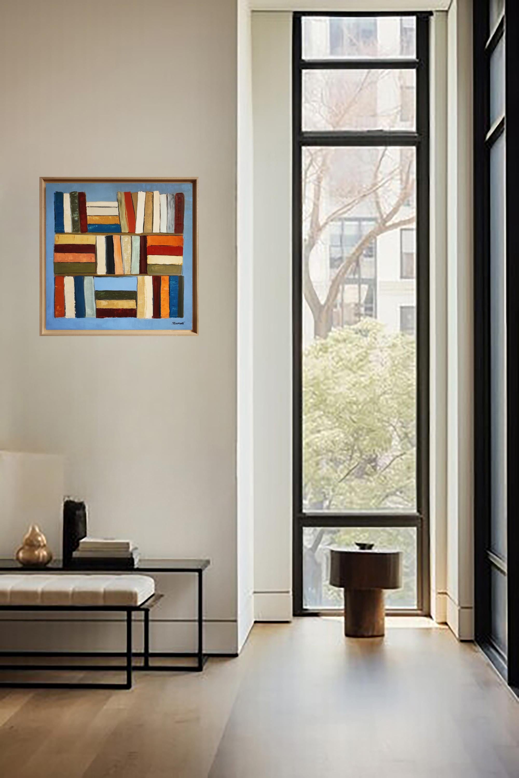 Polyphonie Chromatique- Abstract library, textured painting, Oil on canvas For Sale 4