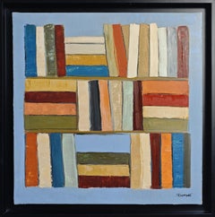 Polyphonie Chromatique- Bibliothèque abstraite, peinture texturée, Huile sur toile