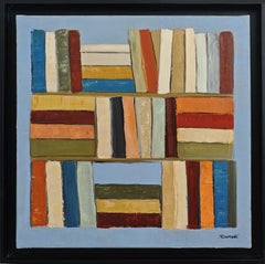 Polyphonie Chromatique- Abstrakte Bibliothek, strukturierte Malerei, Öl auf Leinwand