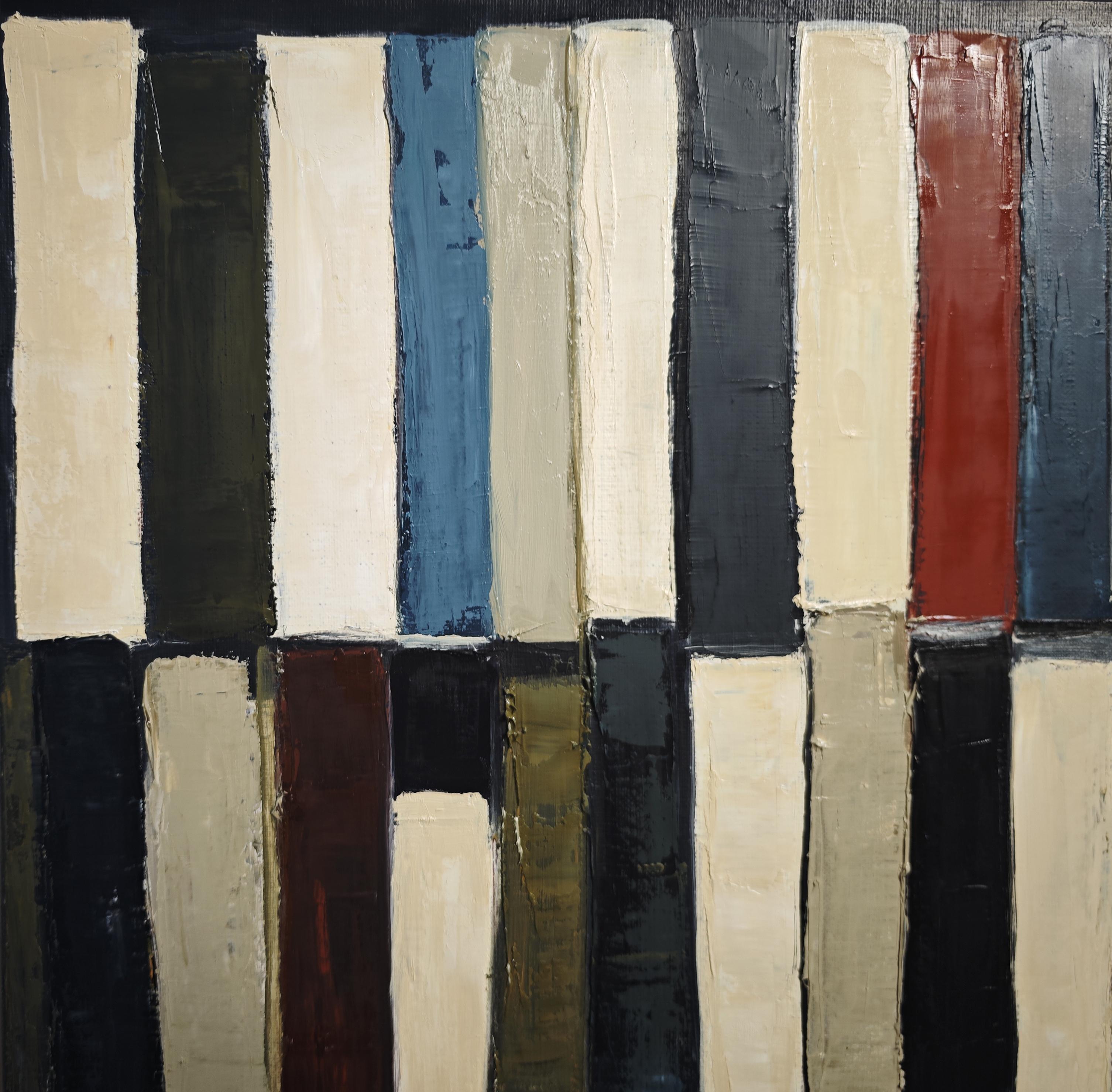 Polyphony of Books, Oil on canvas, Abstract library, Expressionism, French art For Sale 1