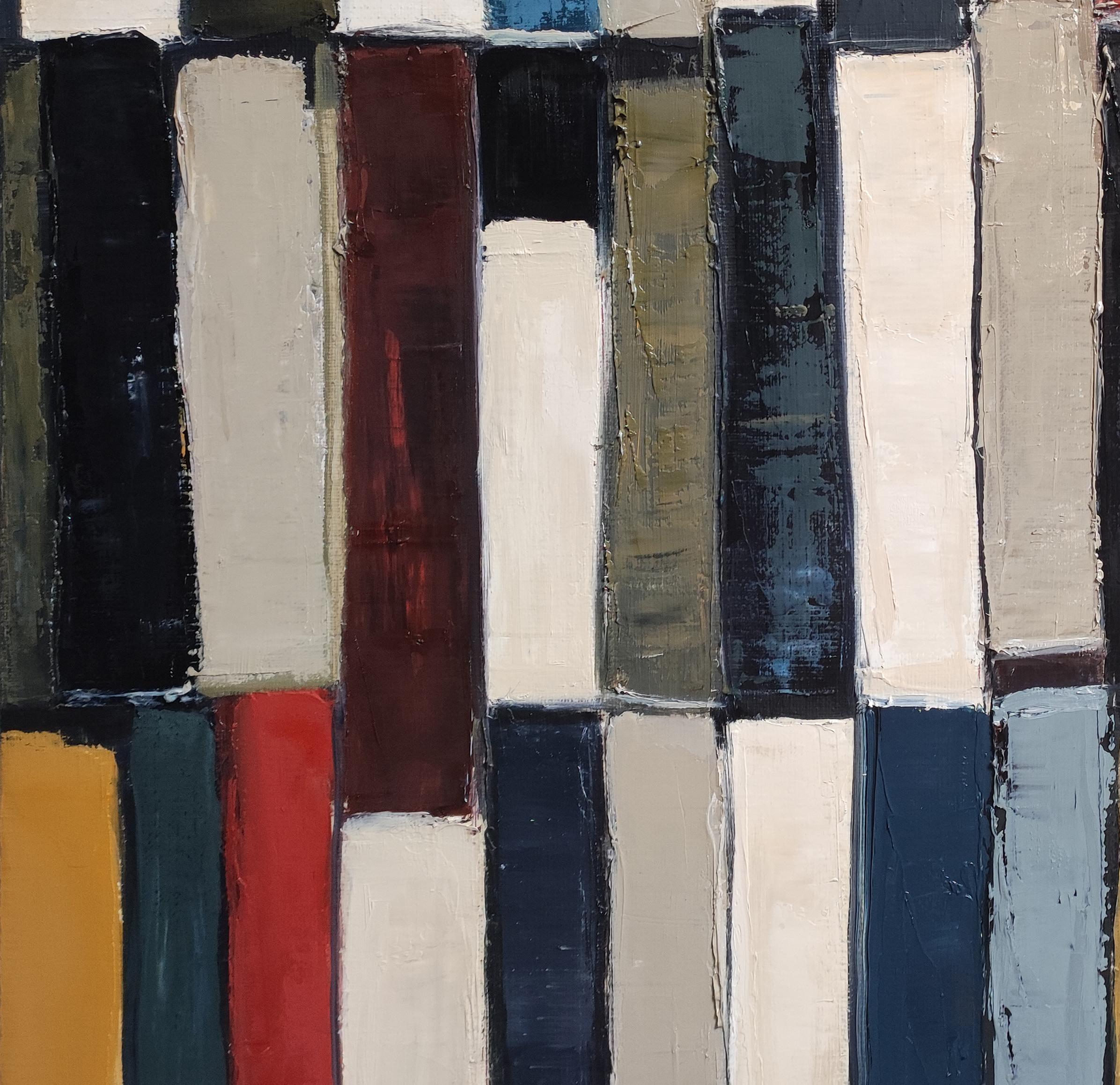 Polyphony of Books, Oil on canvas, Abstract library, Expressionism, French art For Sale 2