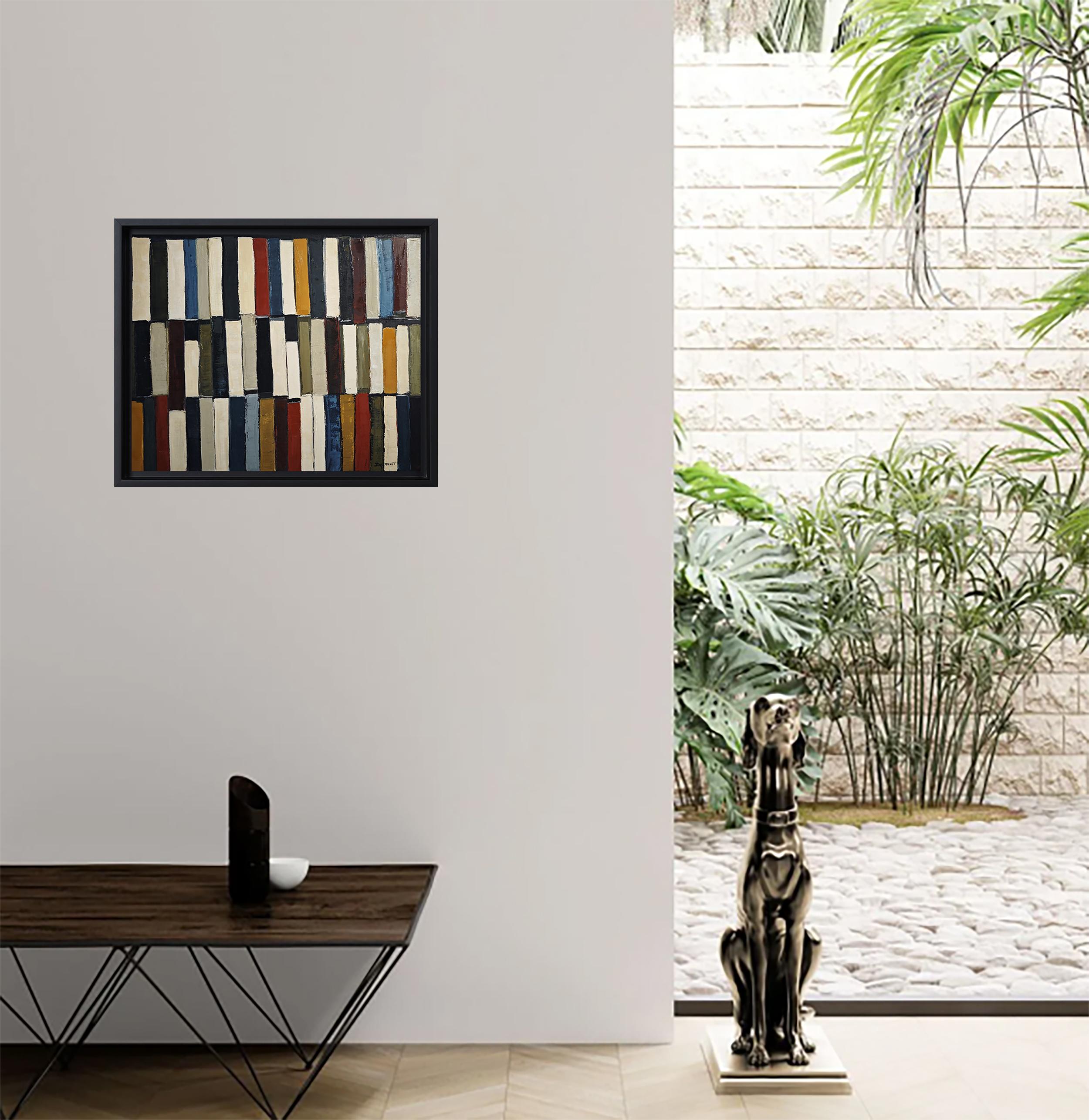 Polyphony of Books, Oil on canvas, Abstract library, Expressionism, French art For Sale 3