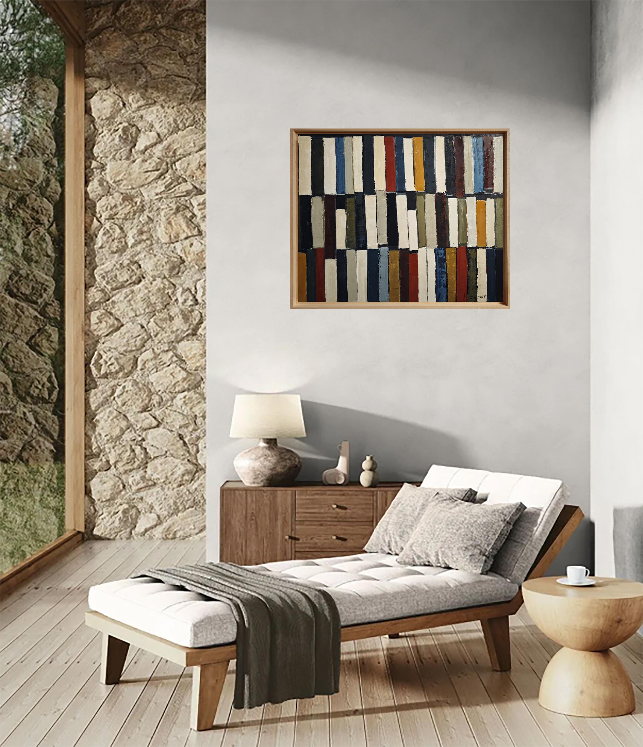 Polyphony of Books, Oil on canvas, Abstract library, Expressionism, French art For Sale 4