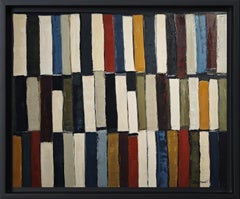 Polyphony of Books, Oil on canvas, Abstract library, Expressionism, French art