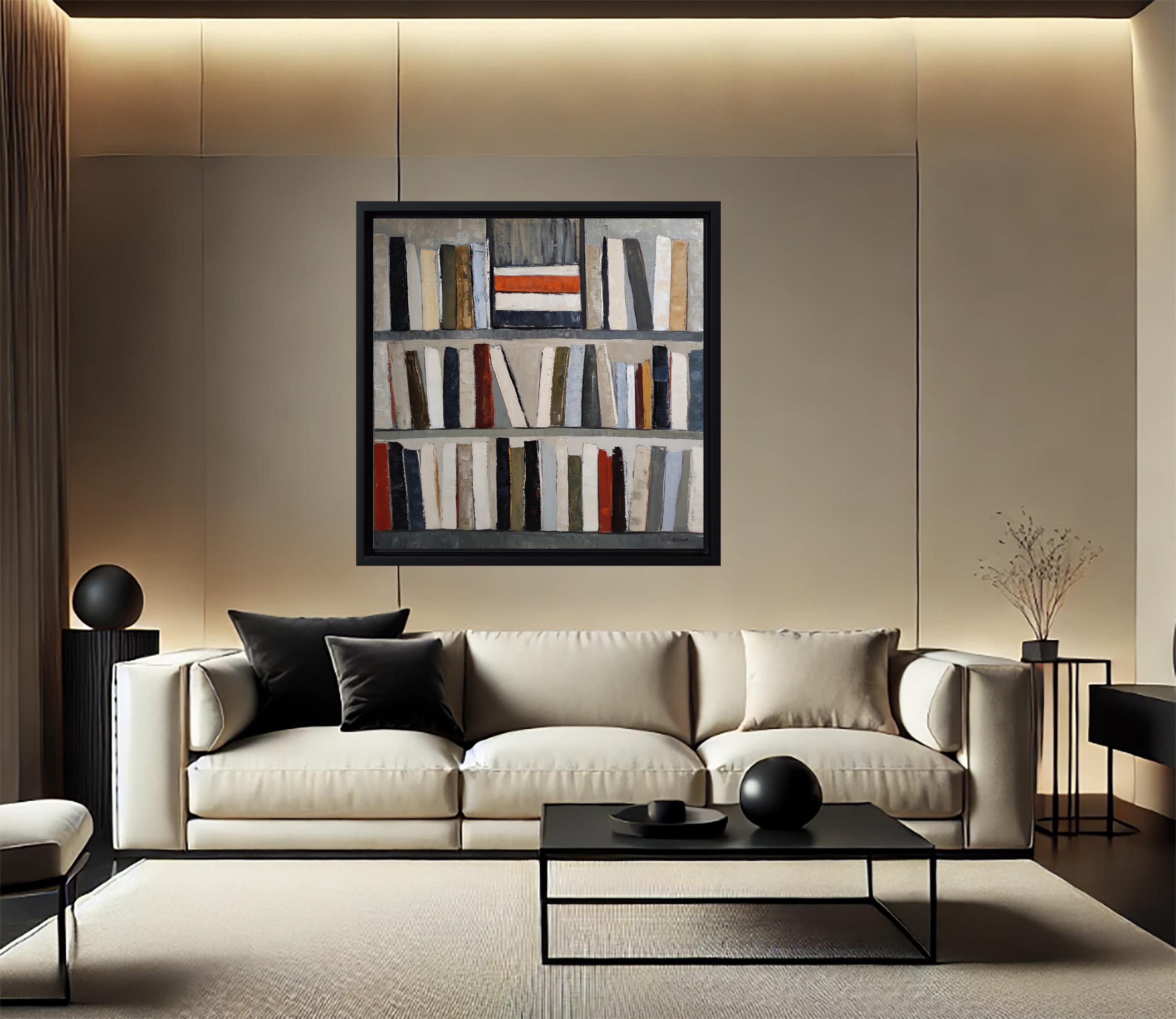 Inseguimento del pensiero - Minimalismo astratto, pittura a olio strutturata, serie Biblioteca - Painting di SOPHIE DUMONT