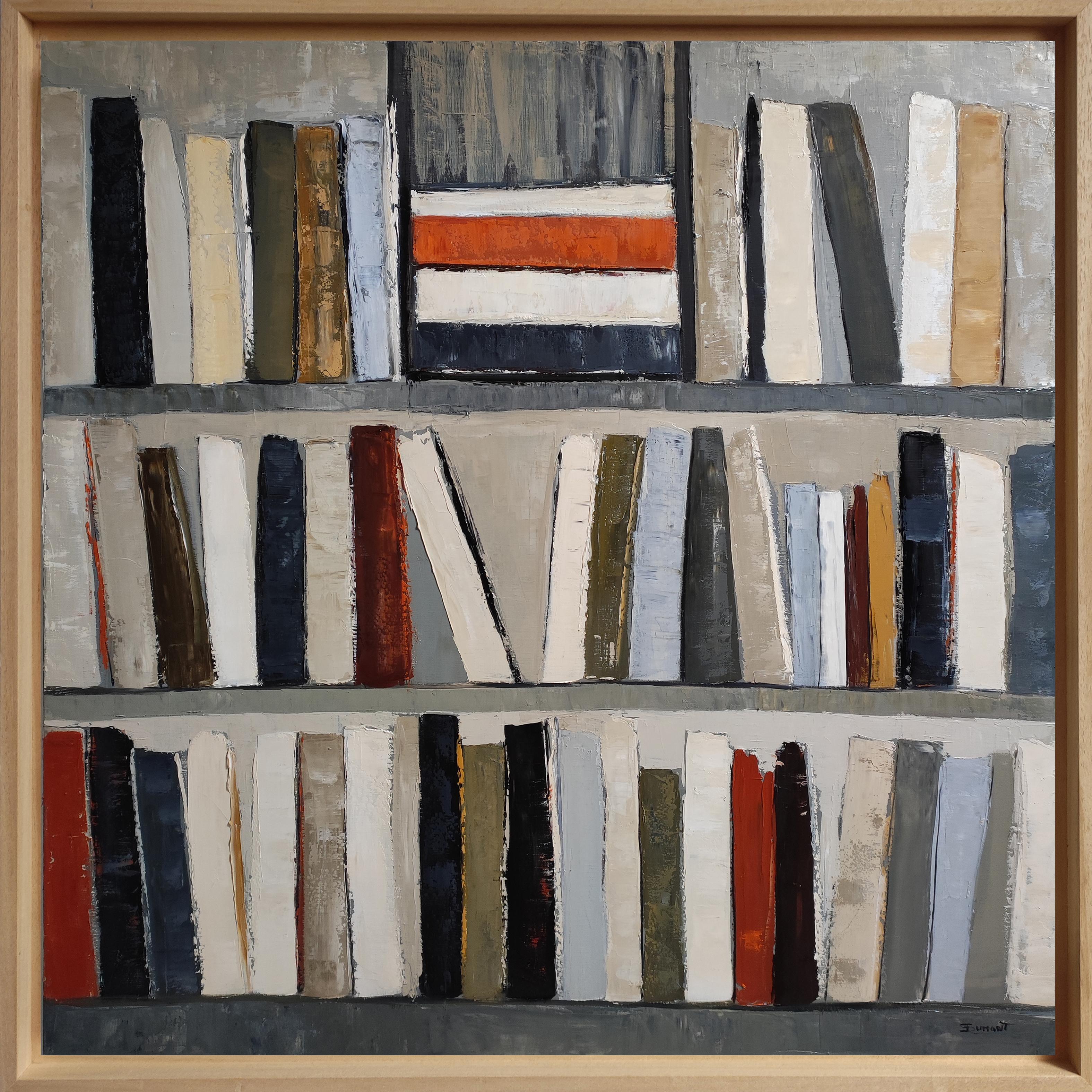 Inseguimento del pensiero - Minimalismo astratto, pittura a olio strutturata, serie Biblioteca - Painting Astrattismo geometrico di SOPHIE DUMONT