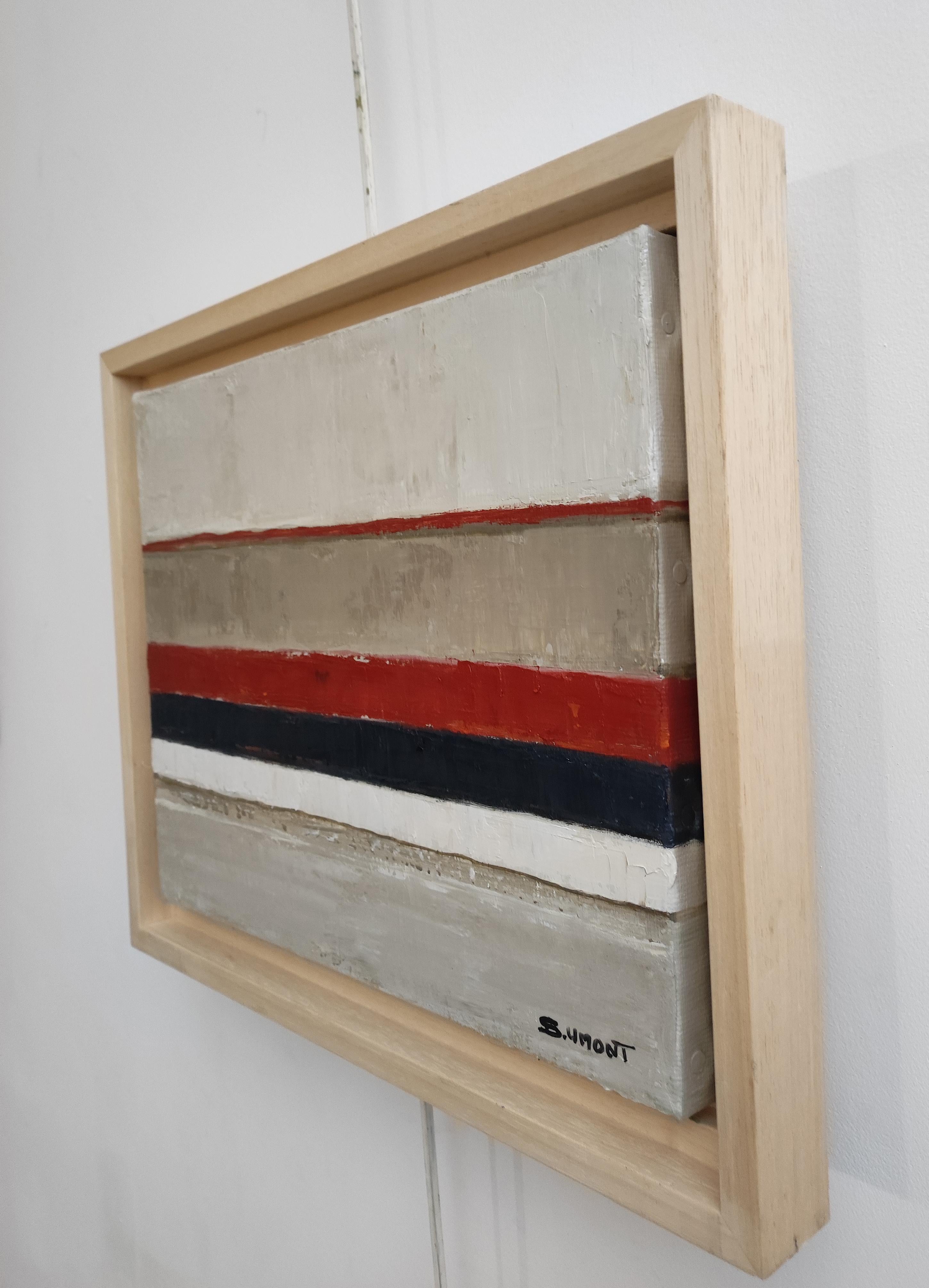 Contrasto tranquillo,  Astratto di campagna, Contemporaneo, Francese moderno, tela ad olio - Landscape Painting Grigio di SOPHIE DUMONT