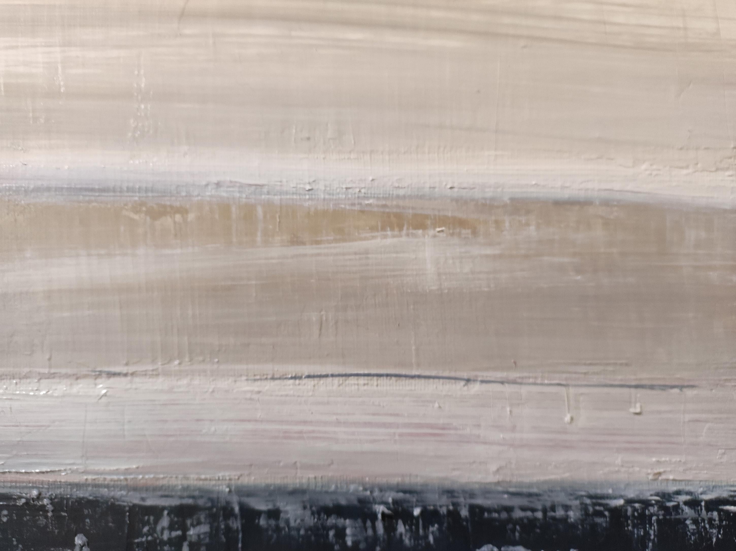 Quiet contrast,  Abstract Countryside, Contemporary, Modern French, oil canvas - Gray Landscape Painting by SOPHIE DUMONT