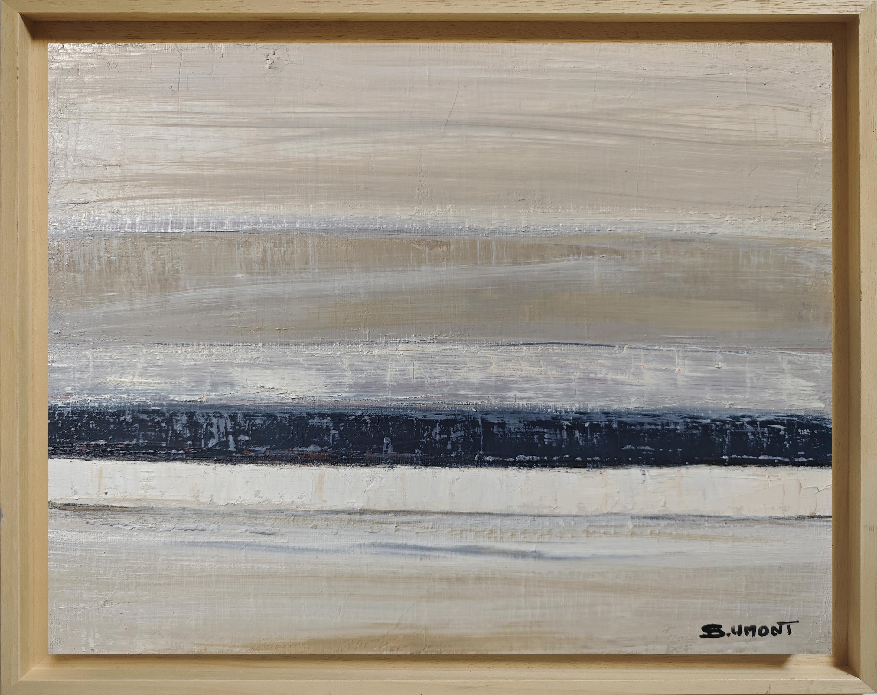 Quiet contrast,  Abstract Seaside, Contemporary, Modernism, French, oil canvas - Painting by SOPHIE DUMONT