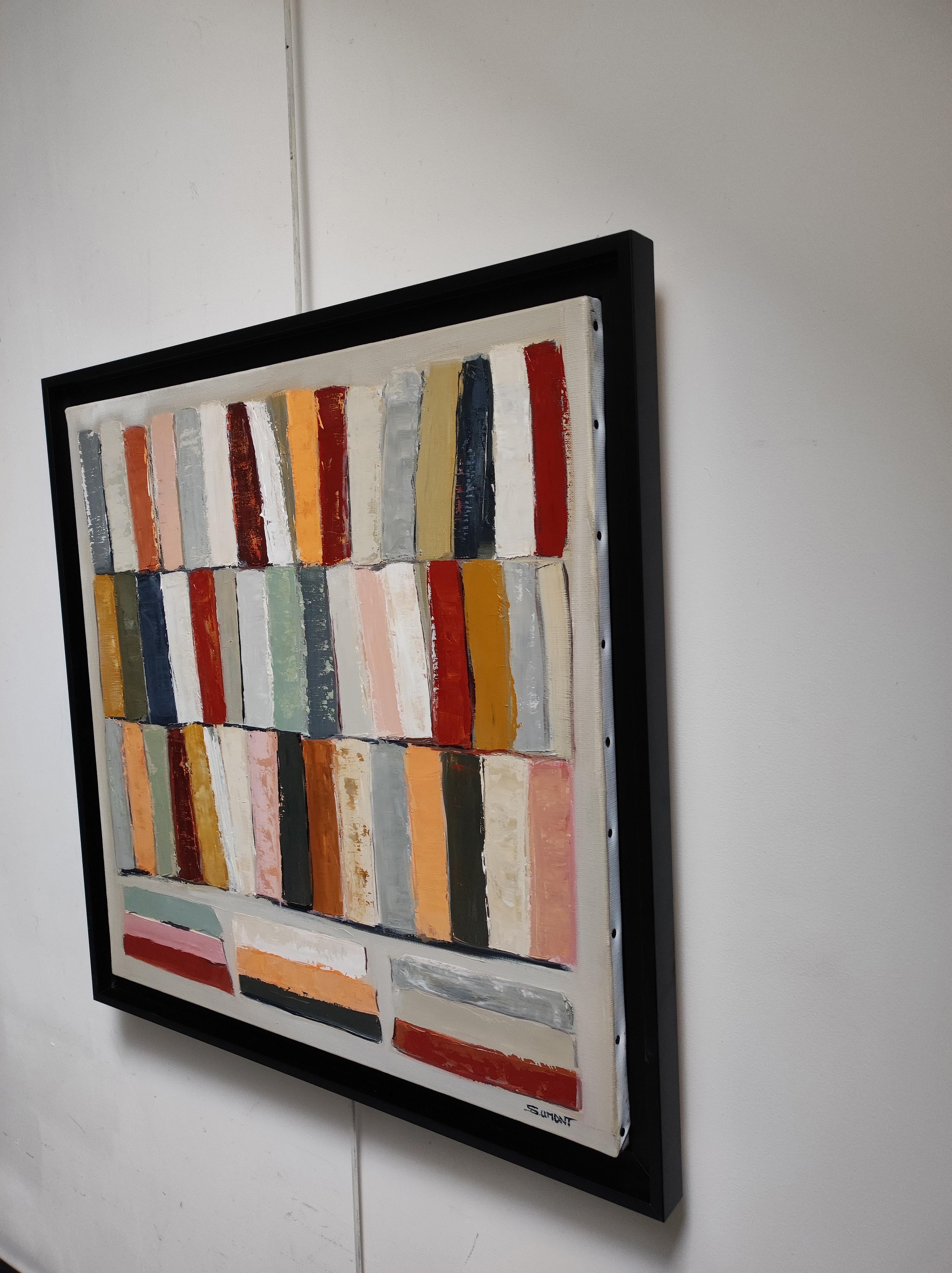 Radiosità, Astratto, Biblioteca, Minimalismo, Espressionismo, Olio  arte contemporanea - Abstract Painting Marrone di SOPHIE DUMONT