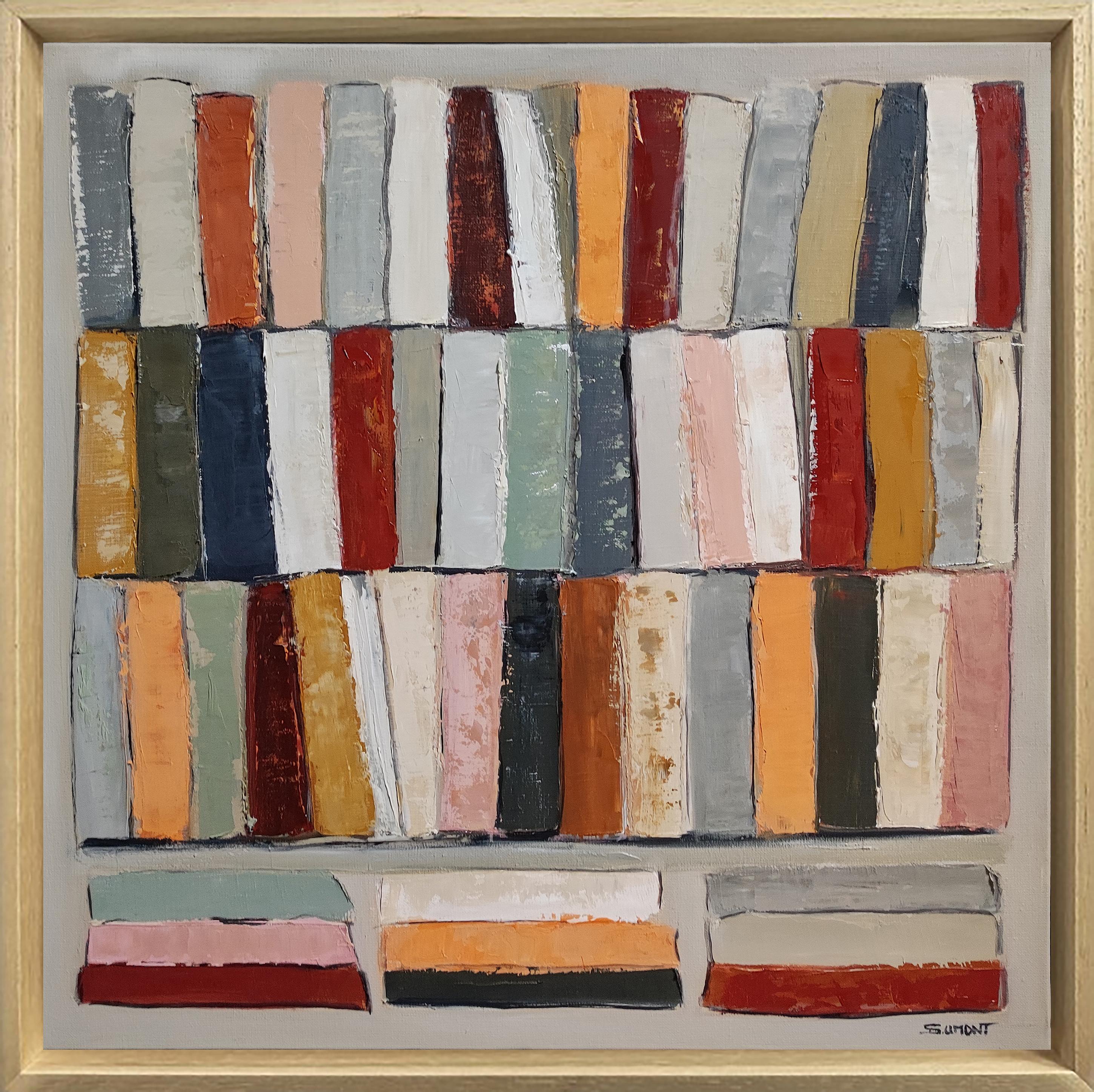 Radiosità, Astratto, Biblioteca, Minimalismo, Espressionismo, Olio  arte contemporanea - Painting di SOPHIE DUMONT