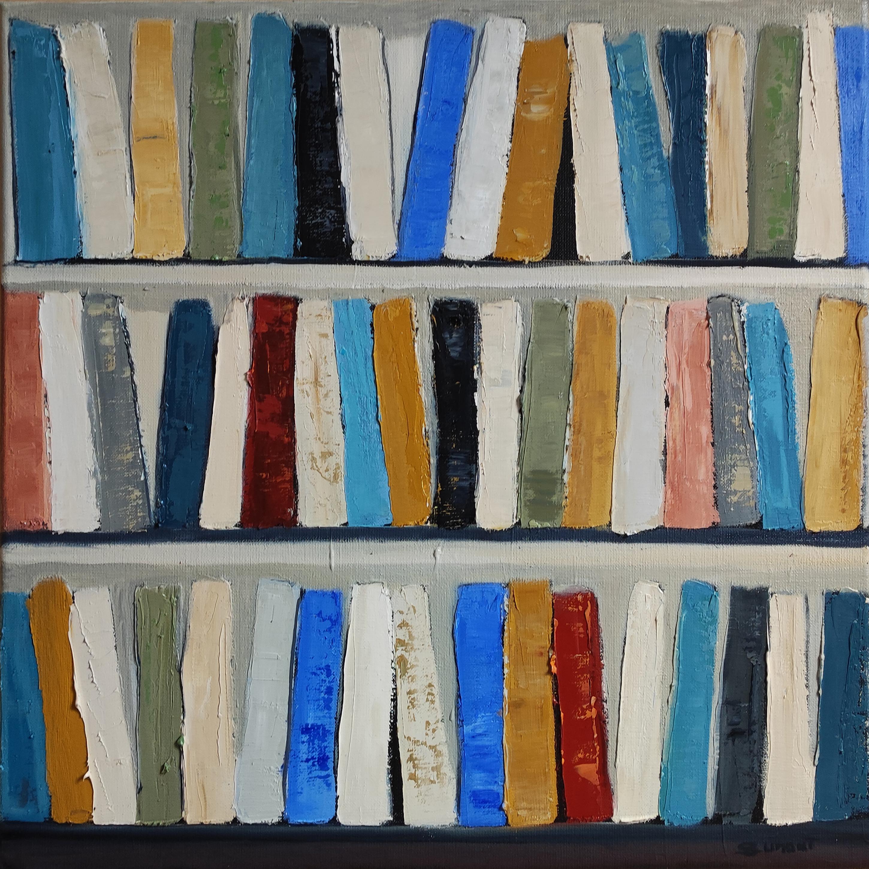 Arcobaleno della conoscenza, Biblioteca astratta, colori, Geometrico, Contemporaneo, Olio 10