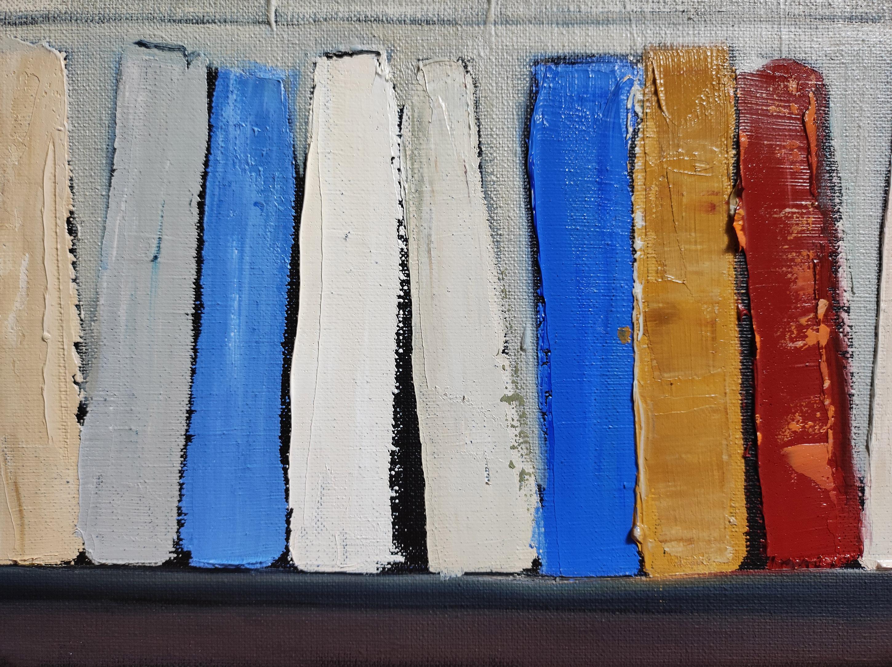 Arcobaleno della conoscenza, Biblioteca astratta, colori, Geometrico, Contemporaneo, Olio 2