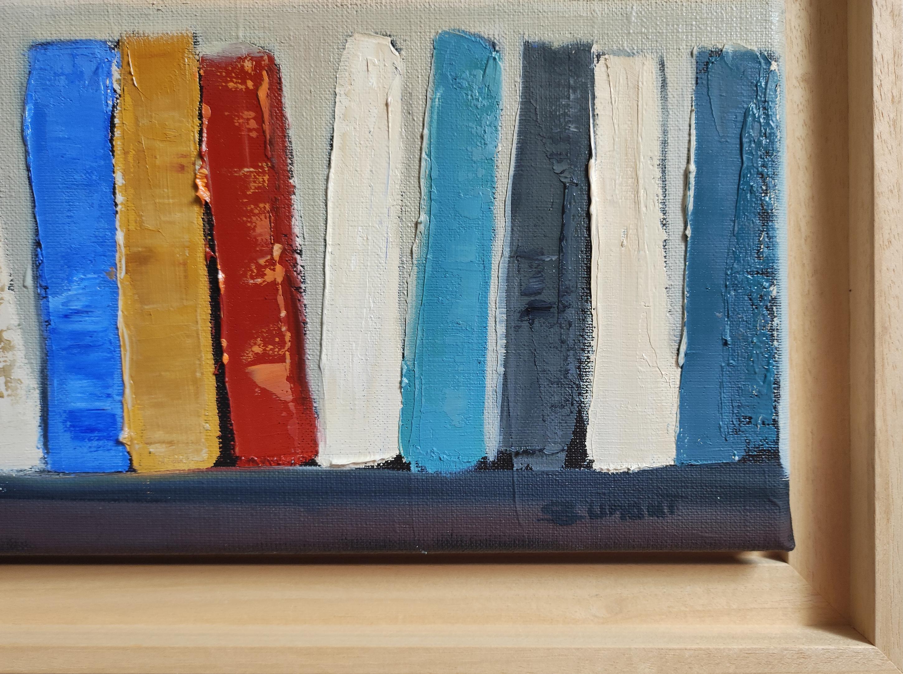 Arcobaleno della conoscenza, Biblioteca astratta, colori, Geometrico, Contemporaneo, Olio 5