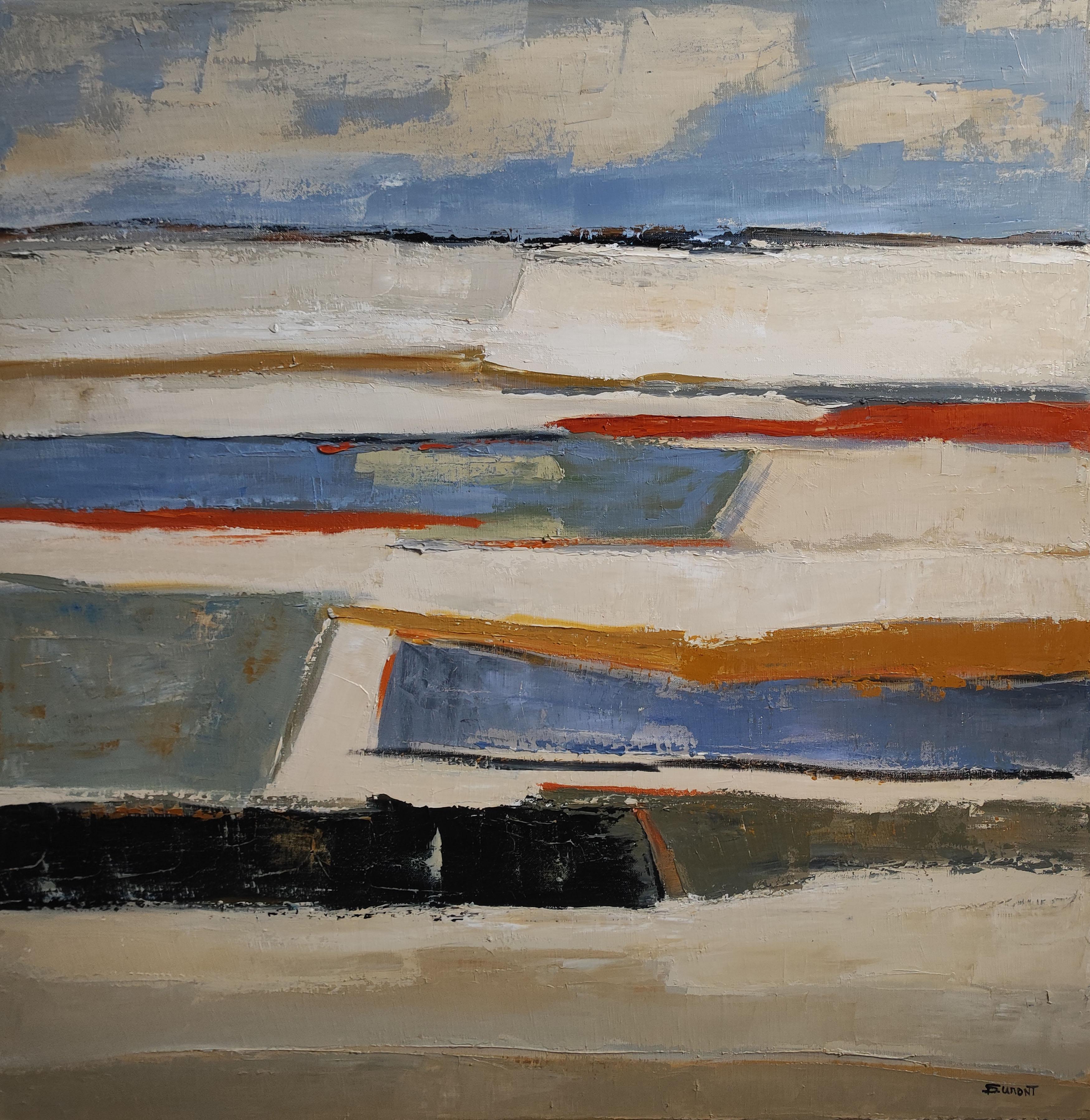 Reflets d'ailleurs Paesaggio astratto, Campagna, Contemporaneo, Moderno Francese - Painting di SOPHIE DUMONT