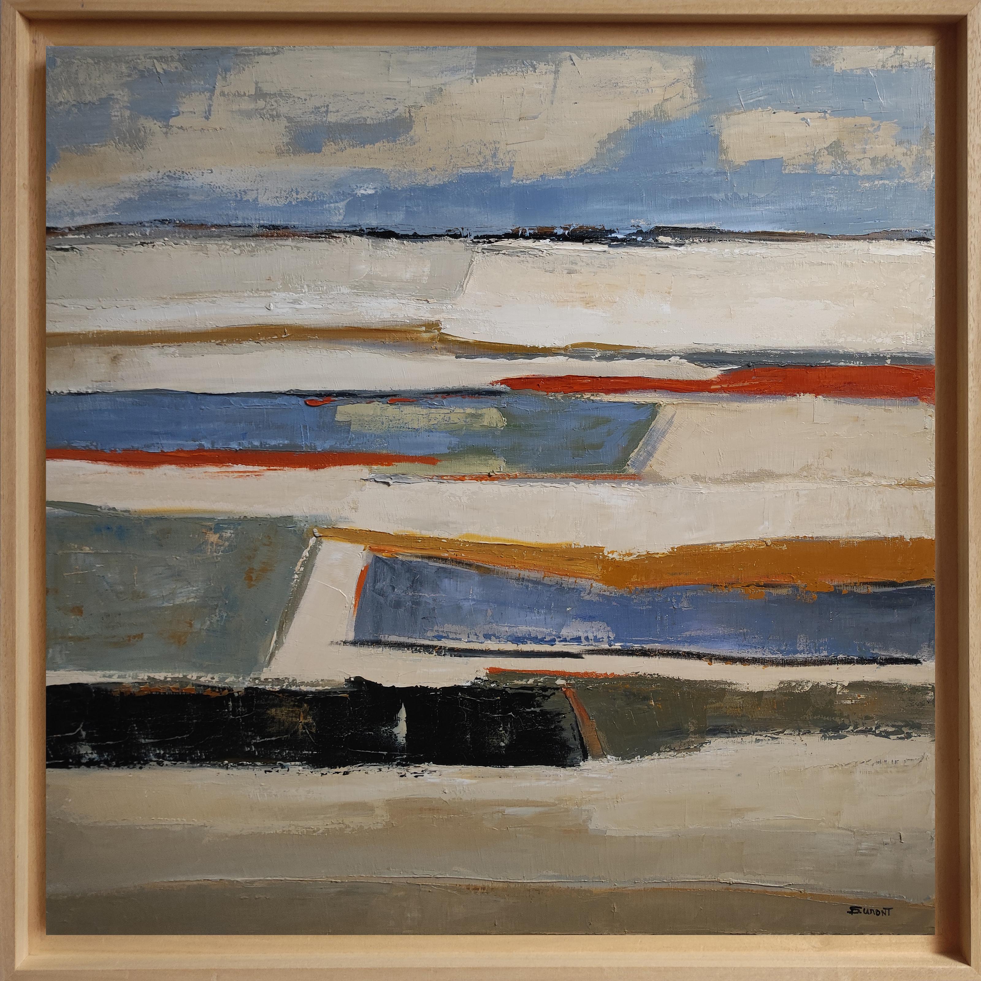 Abstract Painting di SOPHIE DUMONT - Reflets d'ailleurs Paesaggio astratto, Campagna, Contemporaneo, Moderno Francese