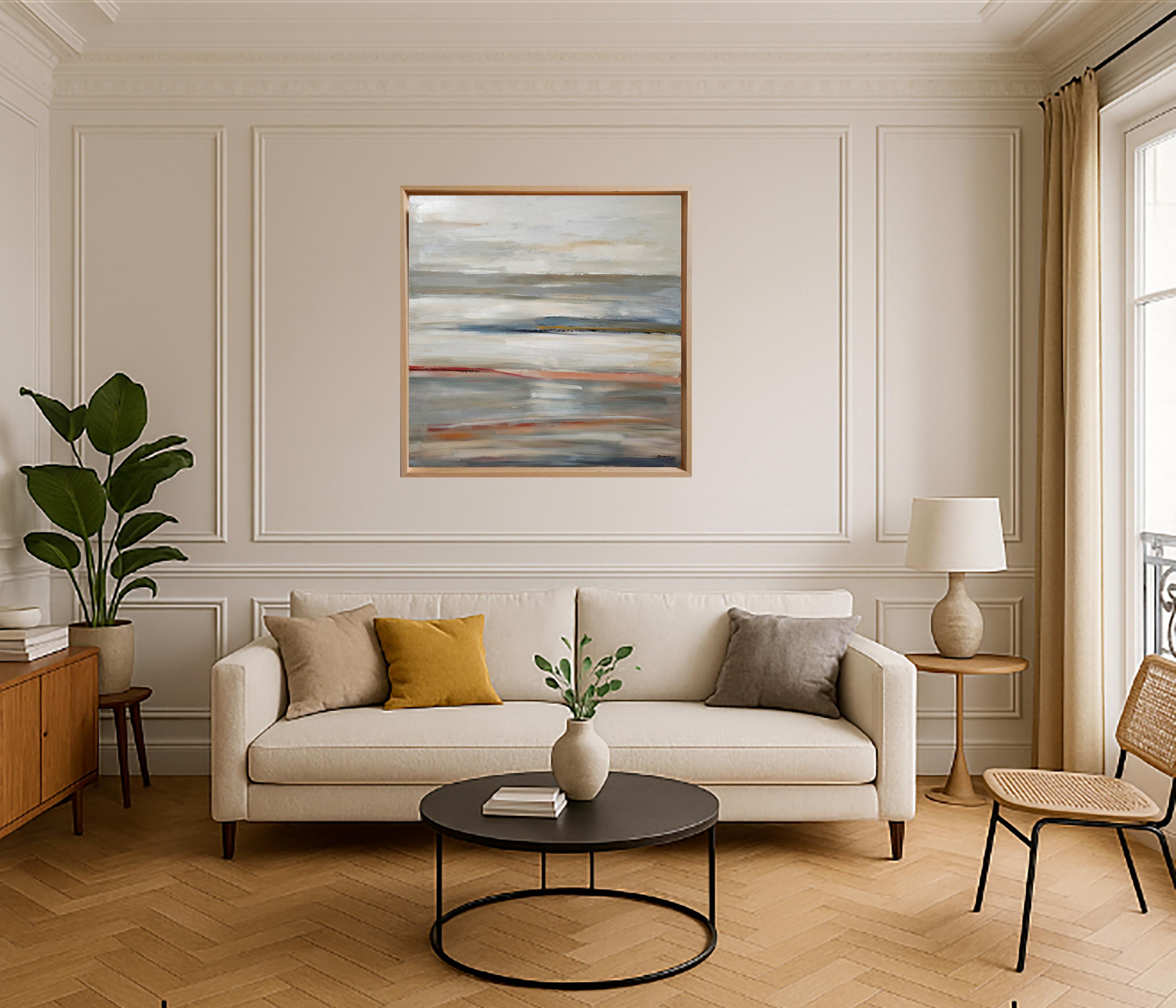 Reflets suspendus- Minimalisme abstrait, peinture à l'huile, bord de mer, art contemporain - Painting de SOPHIE DUMONT