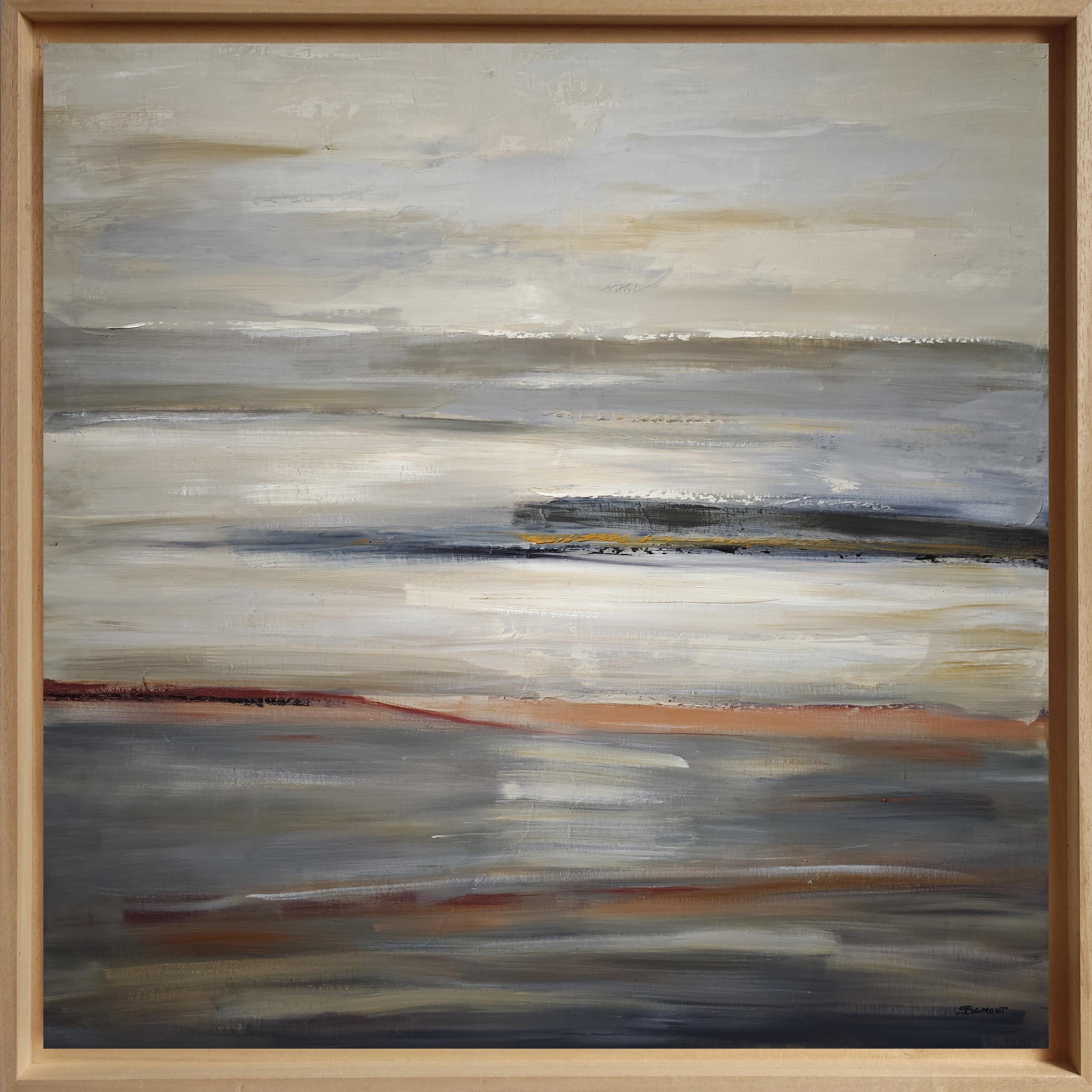 Reflets suspendus- Minimalisme abstrait, peinture à l
huile, bord de mer, art contemporain