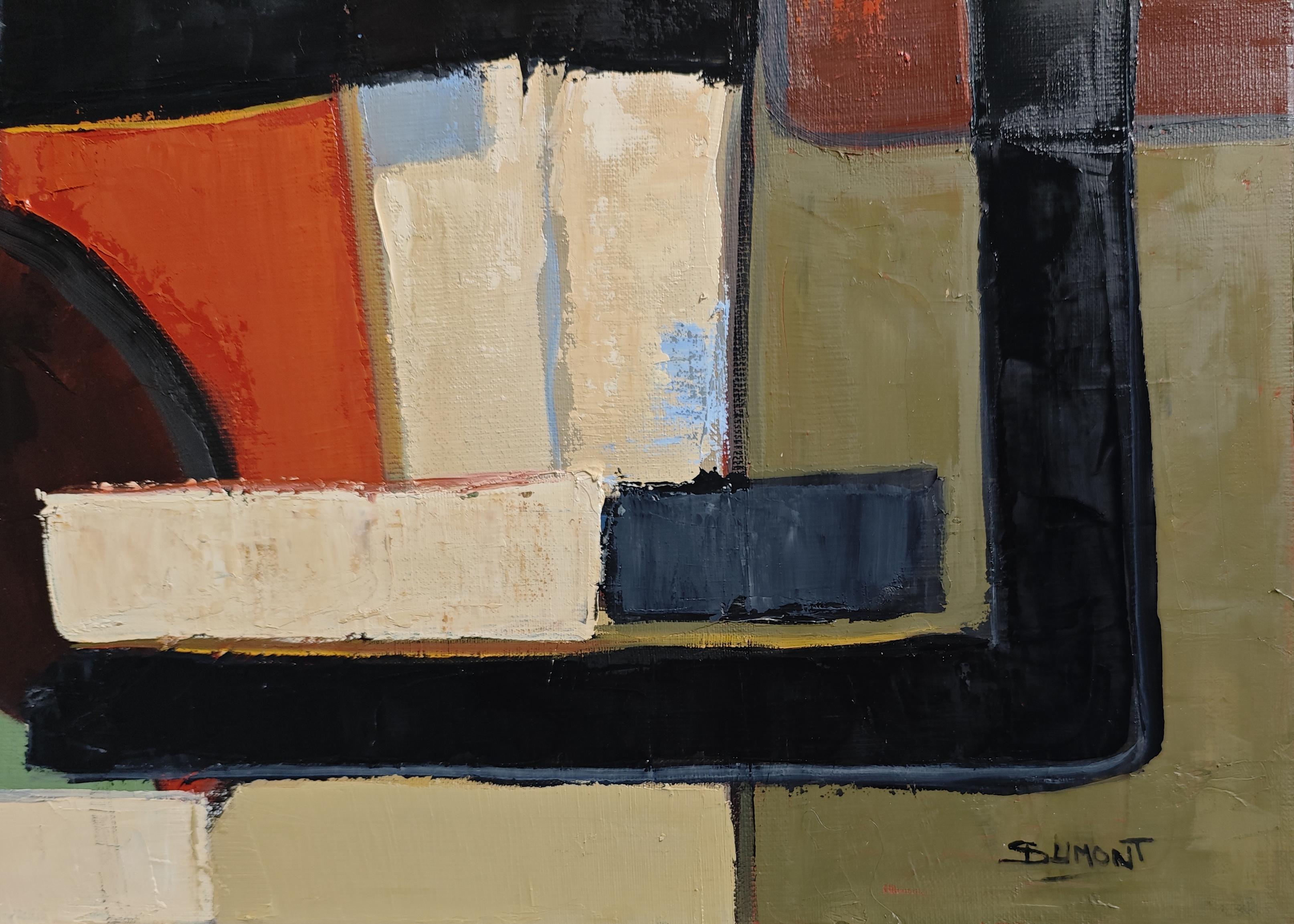 Resonance des contrastes- Textured Oil Painting, Geometric, Abstract composition For Sale 7