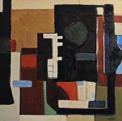 Resonance des contrastes- Textured Oil Painting, Geometric, Abstract composition