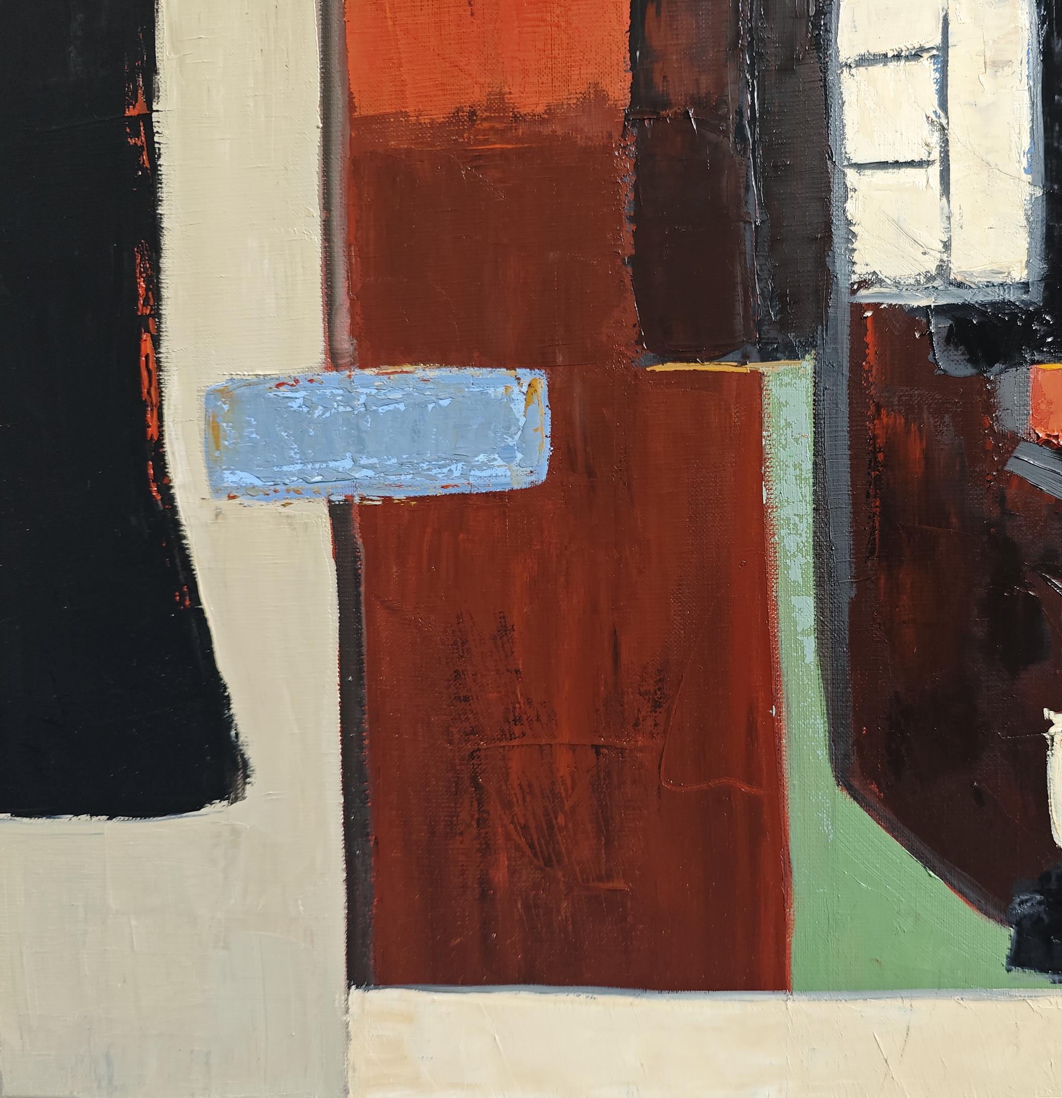 Resonance des contrastes- Textured Oil Painting, Geometric, Abstract composition For Sale 6