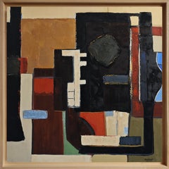 Resonance des contrastes- Textured Oil Painting, Geometric, Abstract composition