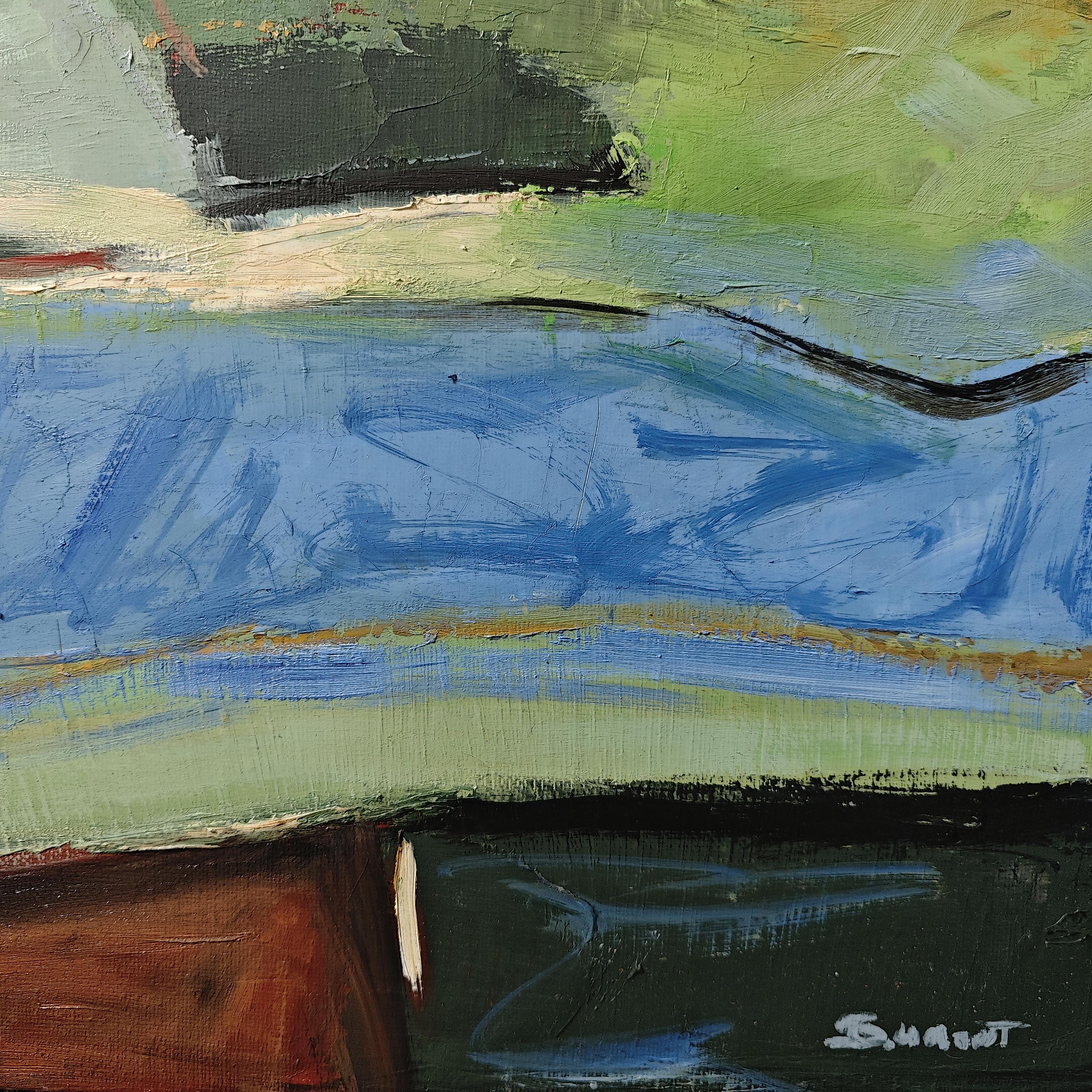 Rhapsodie colorée, Landschaft, Öl auf Leinwand, Expressionismus, Multicolor, französisch im Angebot 5