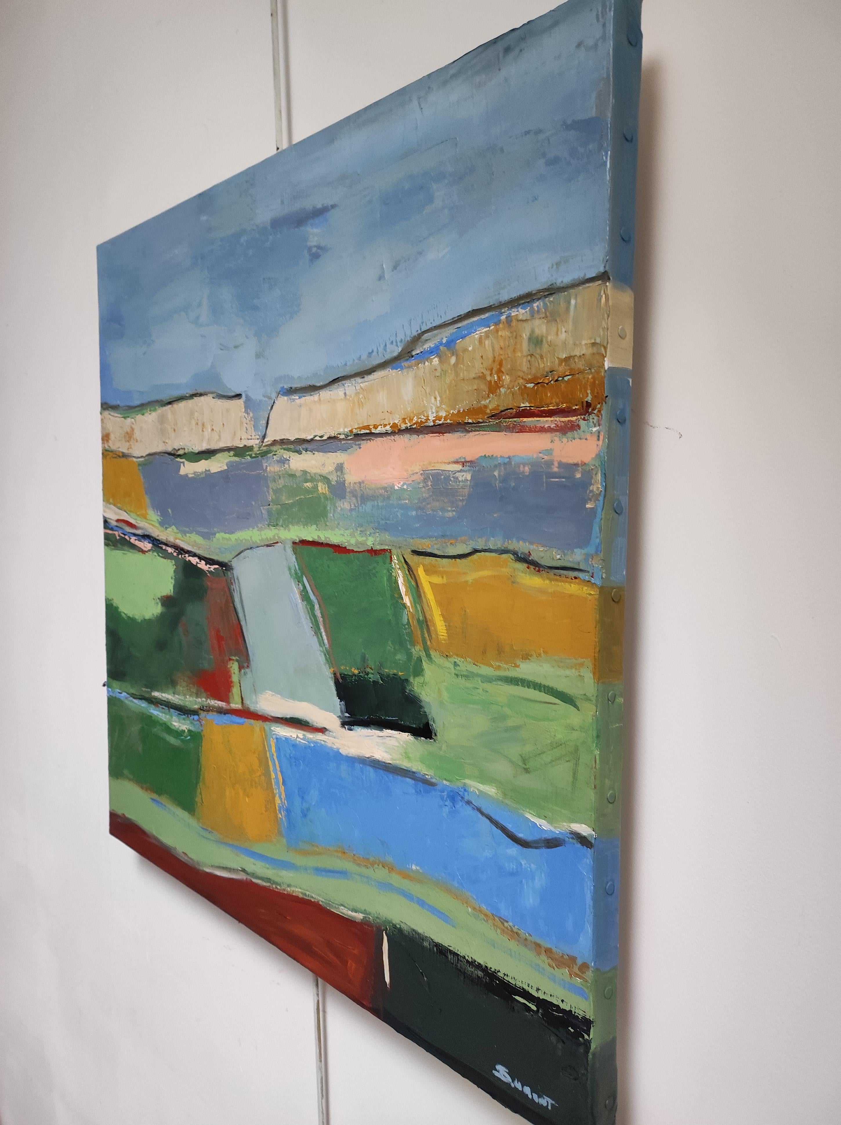 Rhapsodie colorée, paysage, huile sur toile, expressionnisme, multicolore, français en vente 5