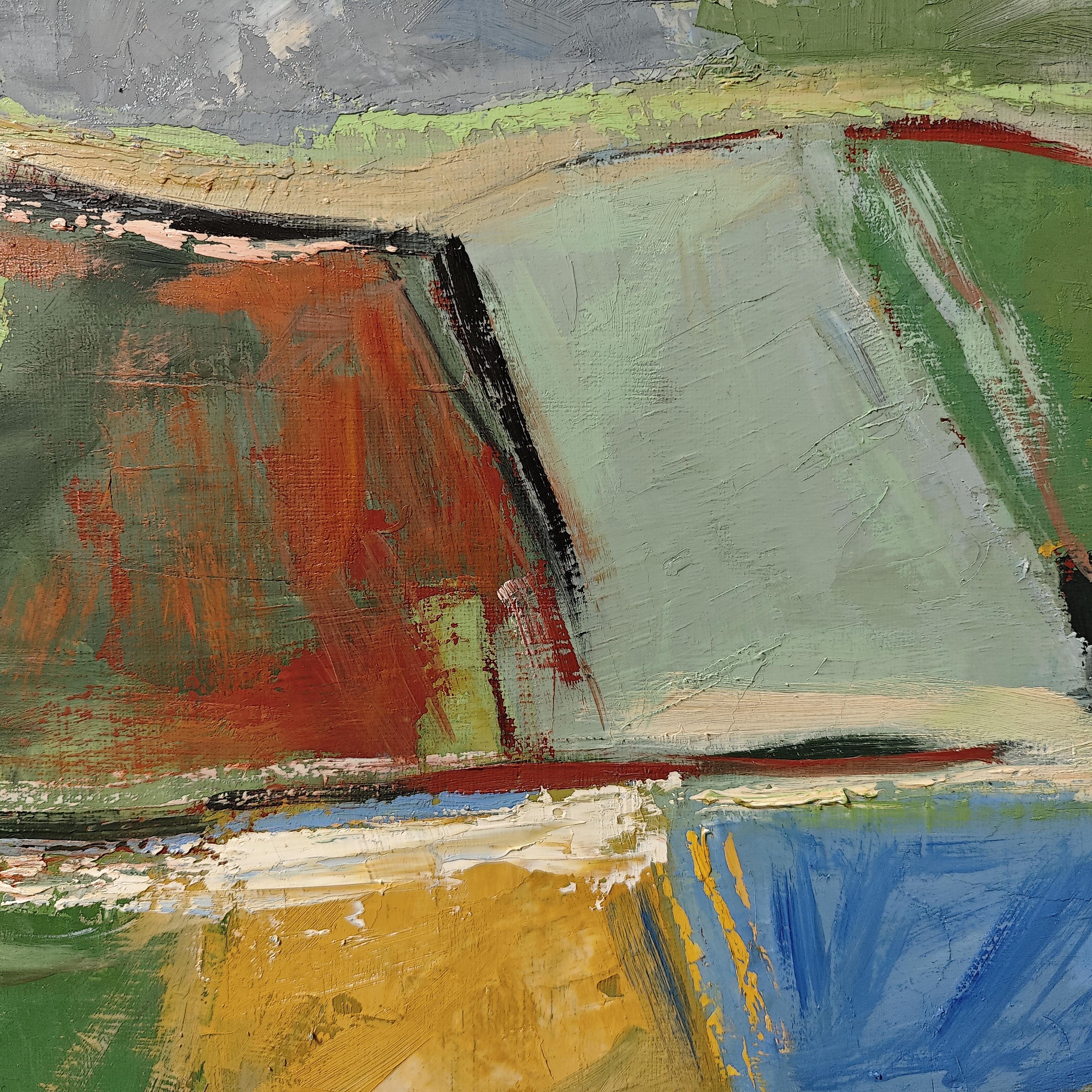 Rhapsodie colorée, Landschaft, Öl auf Leinwand, Expressionismus, Multicolor, französisch im Angebot 6