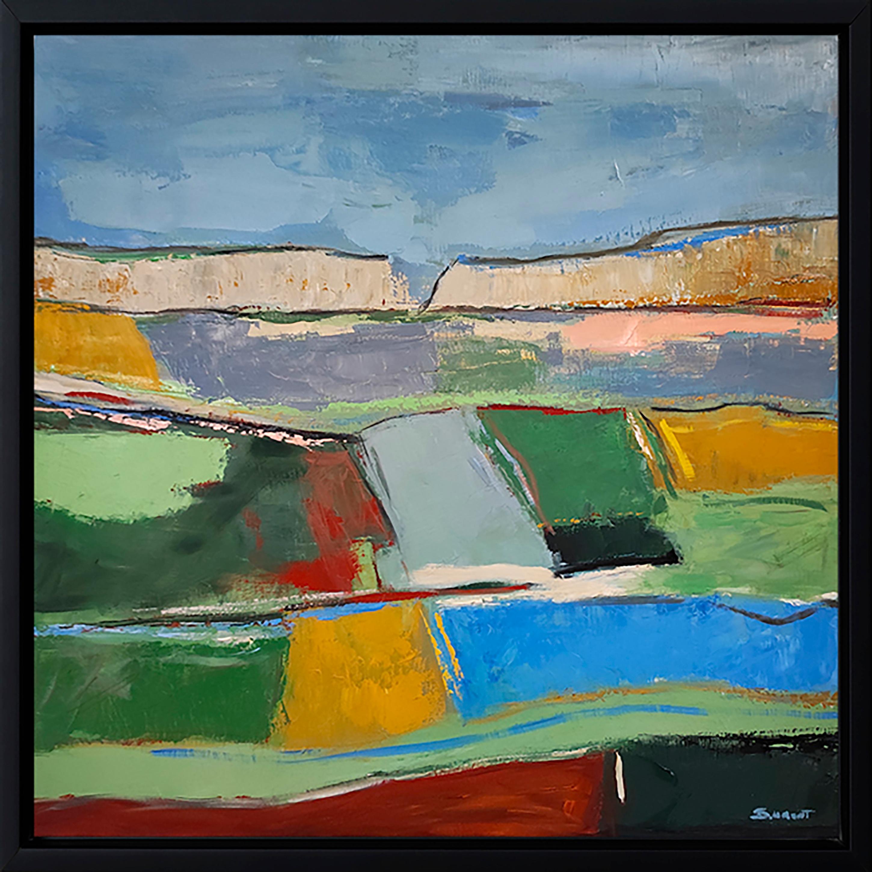 SOPHIE DUMONT Landscape Painting - Rhapsodie colorée, landscape, oil on canva, expressionism, multicolor, french