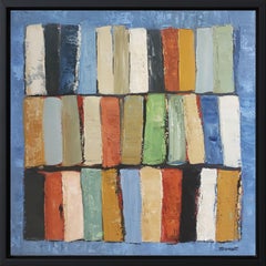 Rythme,  abstract library,  colored, expressionism, geometric, blue, oil texture