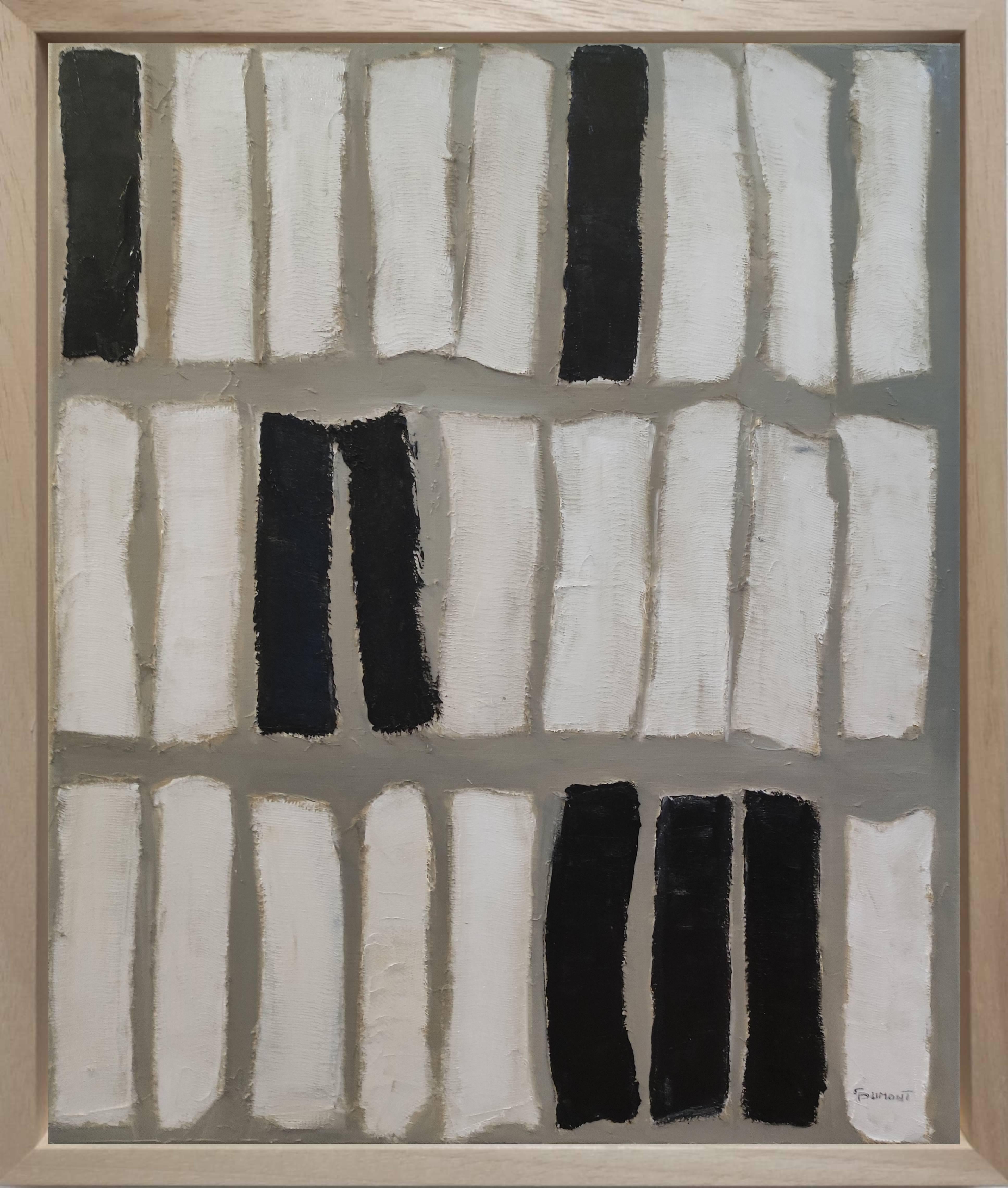 SOPHIE DUMONT Interior Painting - Rythme, abstract, minimalism, black and white, collage, contemporary, japandi