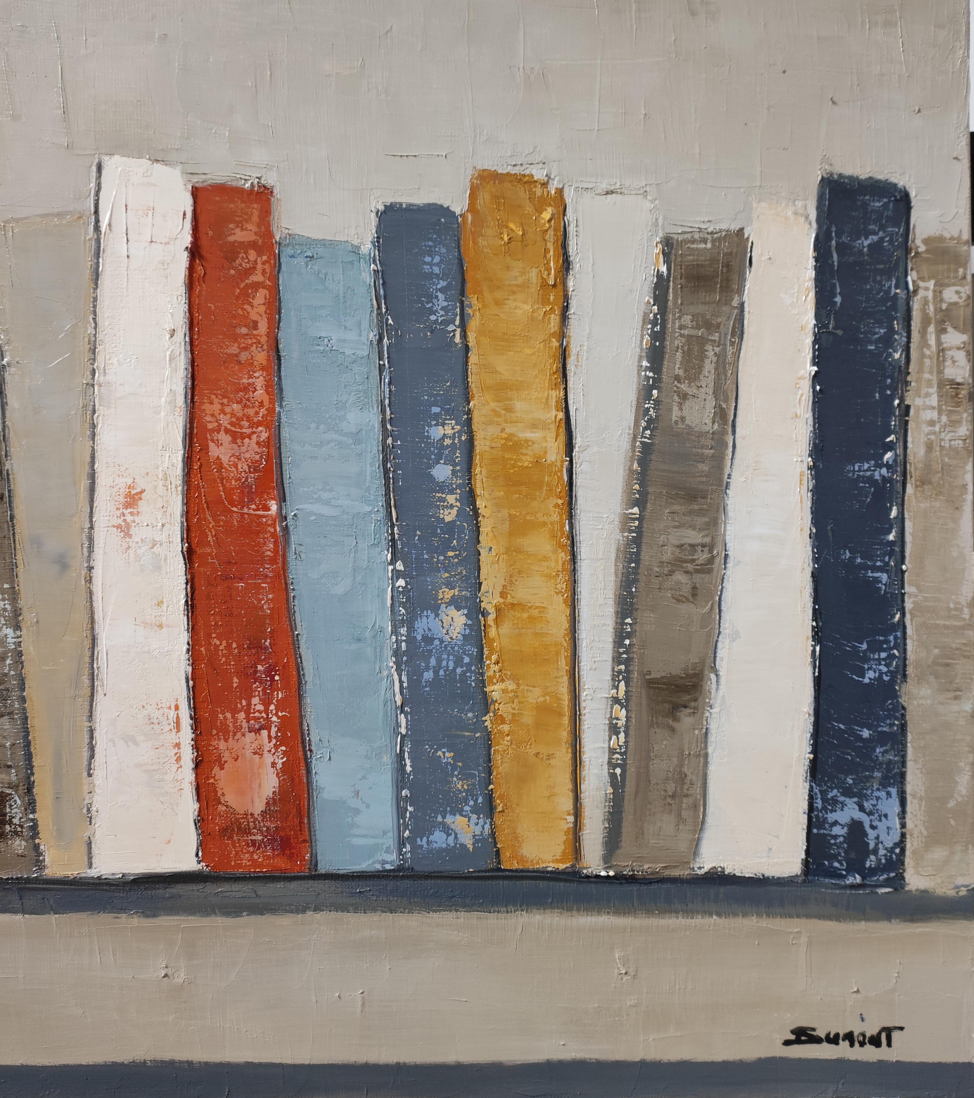 Rythme des mots, Abstract, Black Library, Expressionism Contemporary, Oil For Sale 6