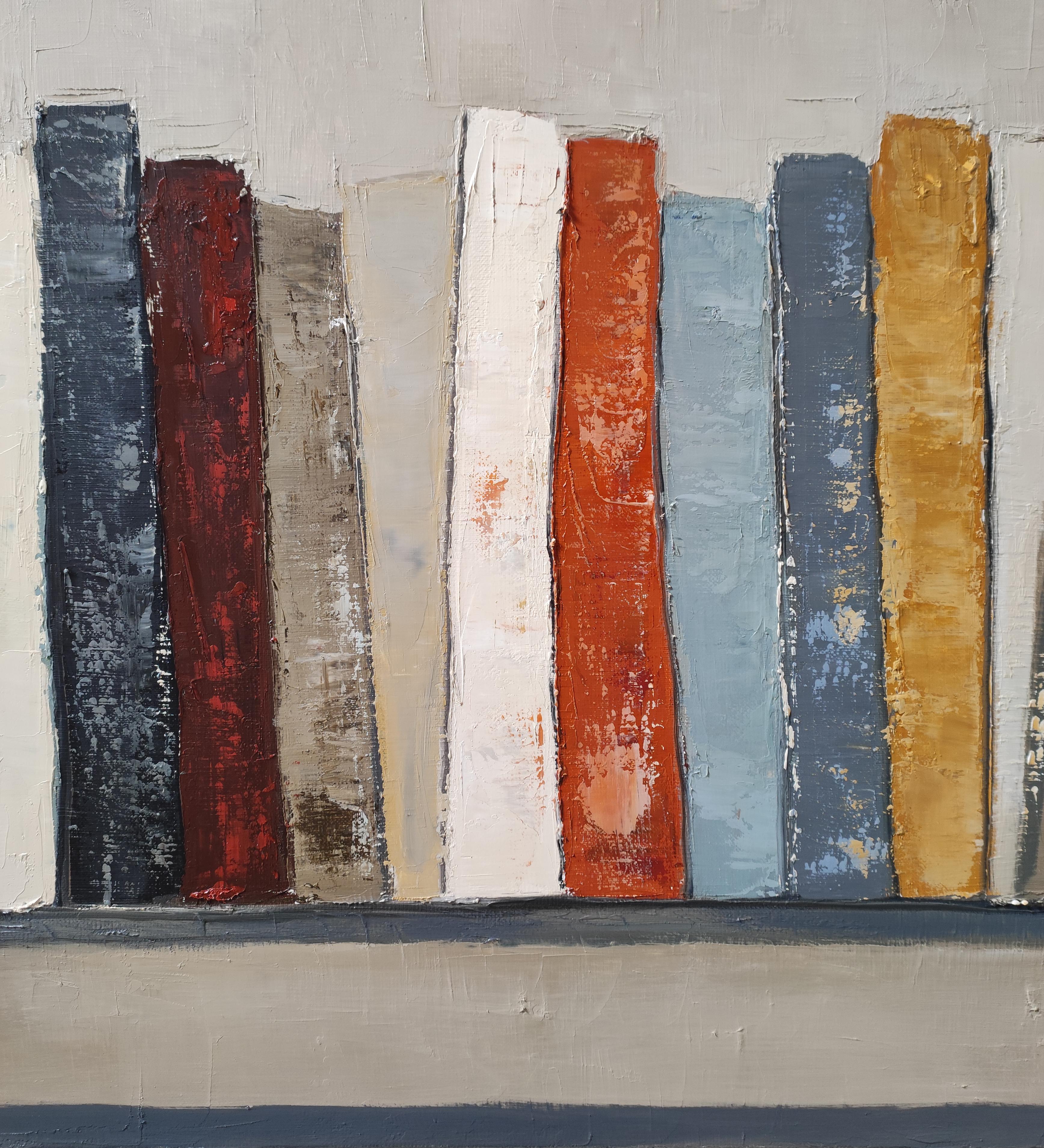 Rythme des mots, Abstract, Black Library, Expressionism Contemporary, Oil For Sale 2