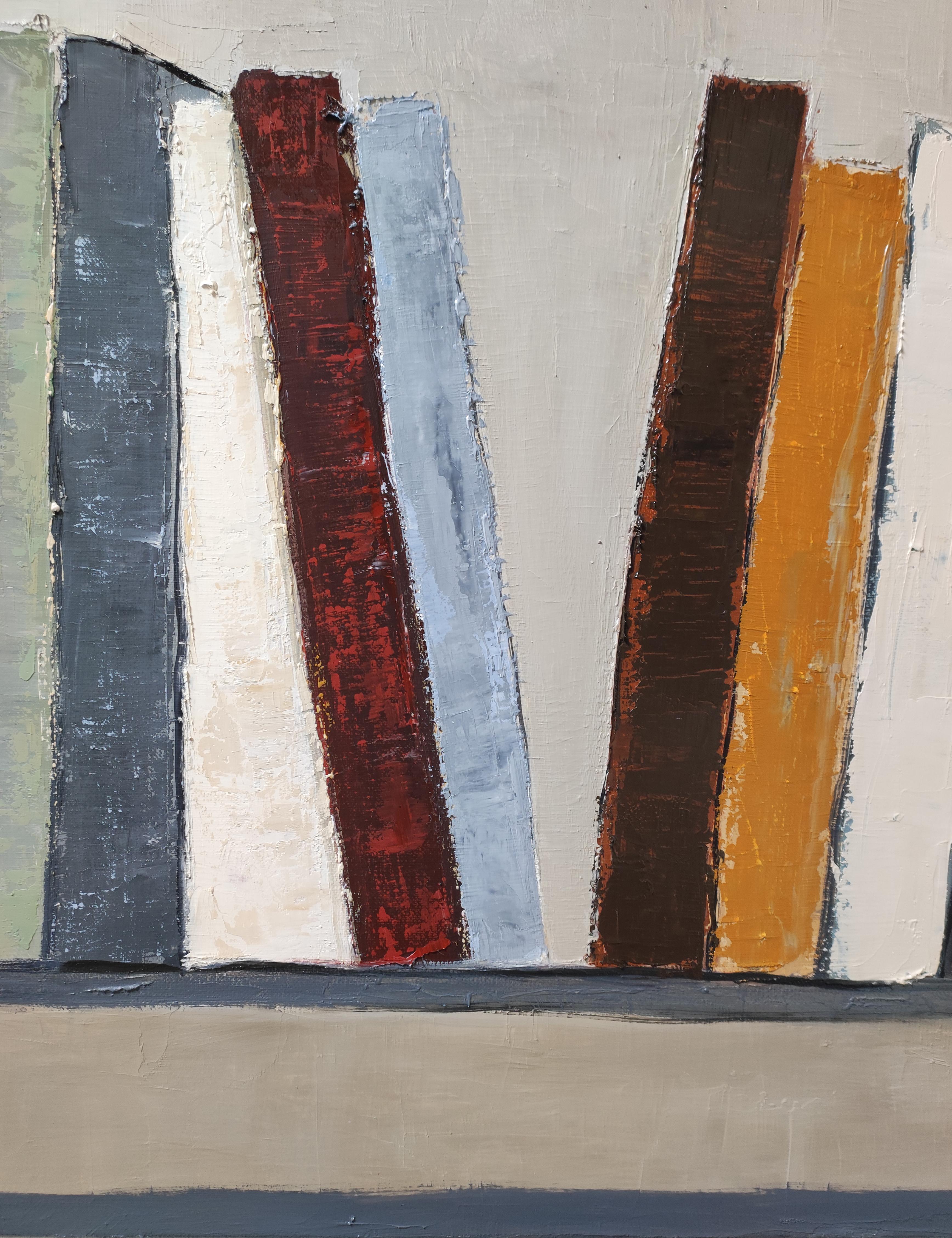 Rythme des mots, Abstract, Black Library, Expressionism Contemporary, Oil For Sale 3